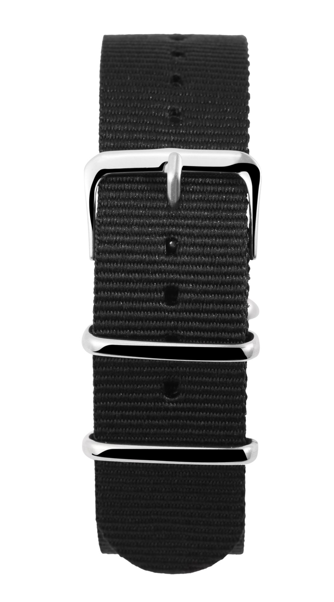 Nylon-Uhrenarmband, schwarz, Dornschließe, 22 mm