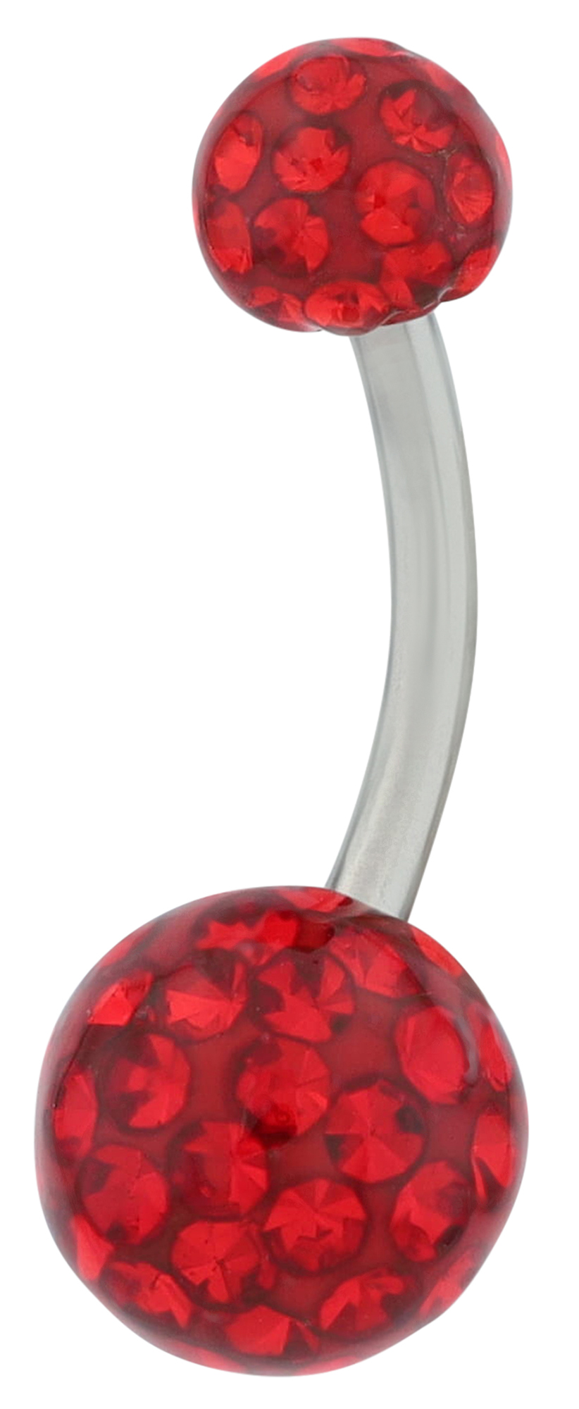 "Alexi" Edelstahl-Bronze Bauchnabelpiercing, Länge 10 mm/Stärke 1,8 mm, Rot