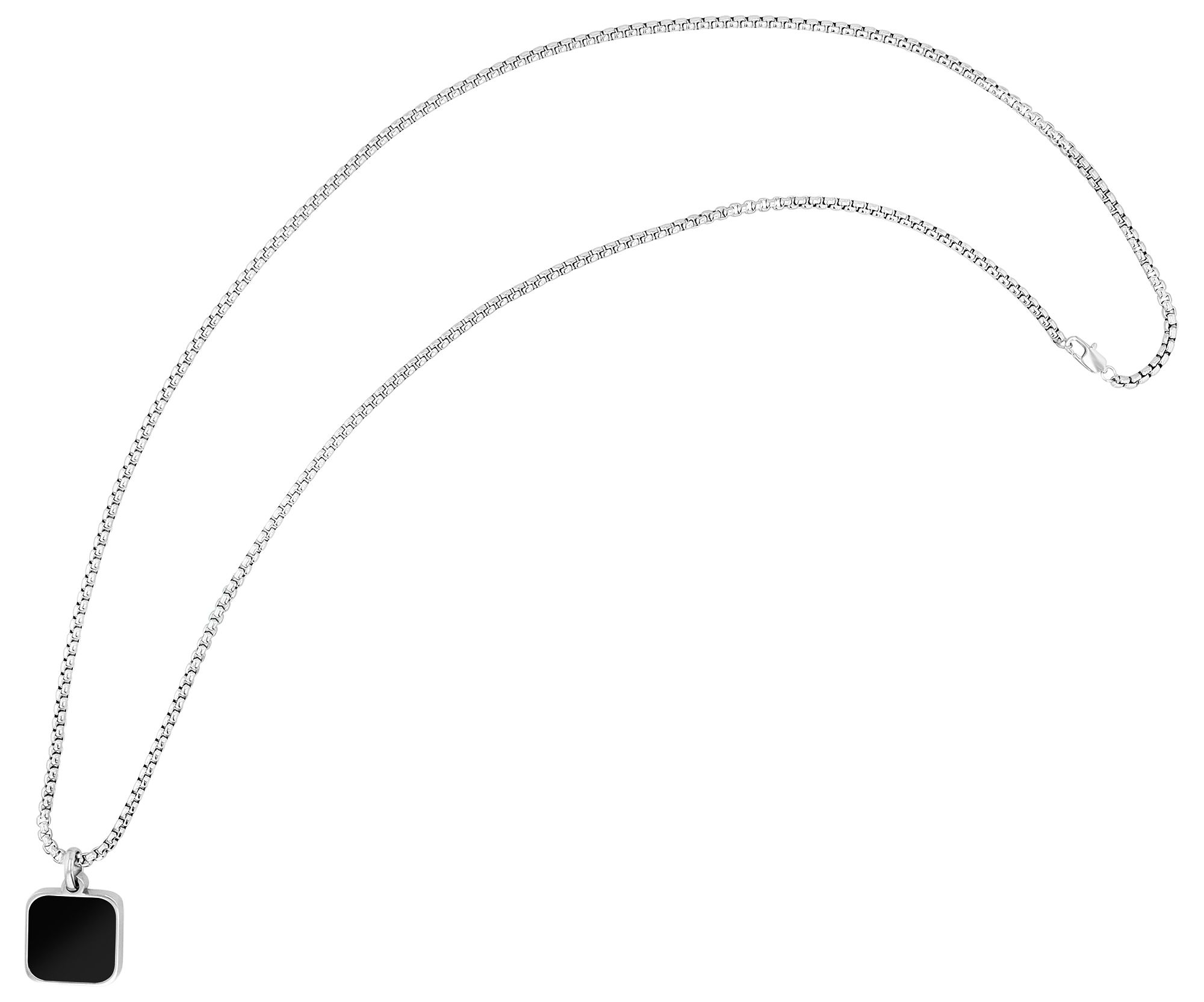"Naturella", Edelstahl Kette mit Naturstein-Anhänger, 61 cm, silberfaben/ schwarzer Achat