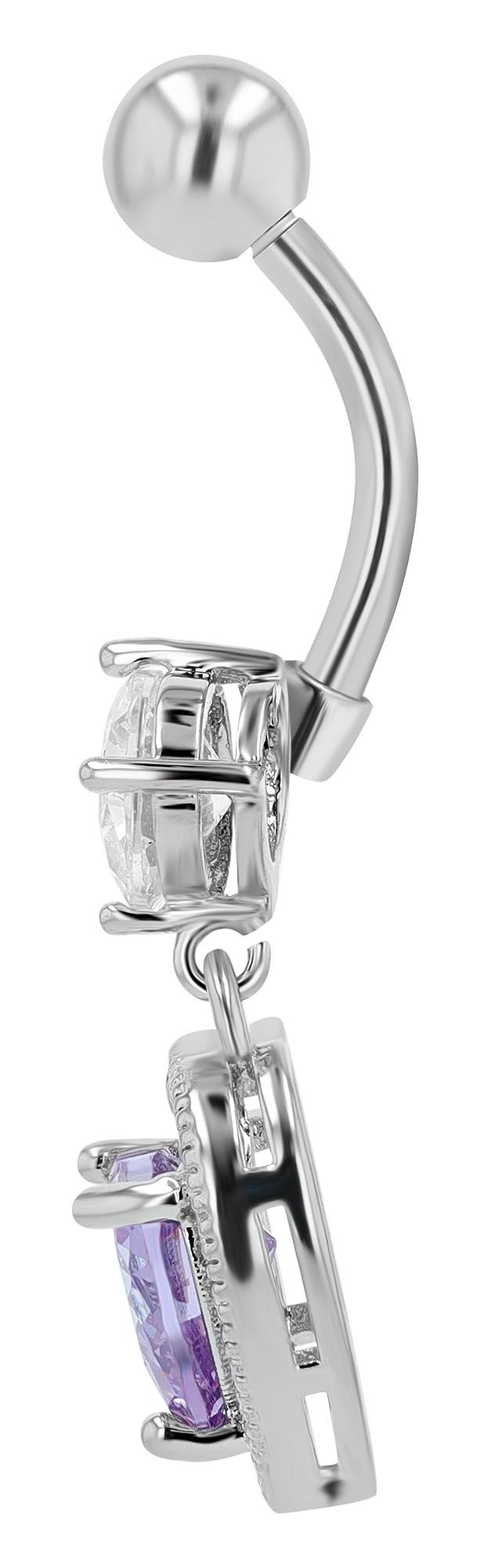 "Lou" 316L Edelstahl-Messing Bauchnabelpiercing, Herzanhänger, Stabstärke 1,6 mm/ Länge 11 mm
