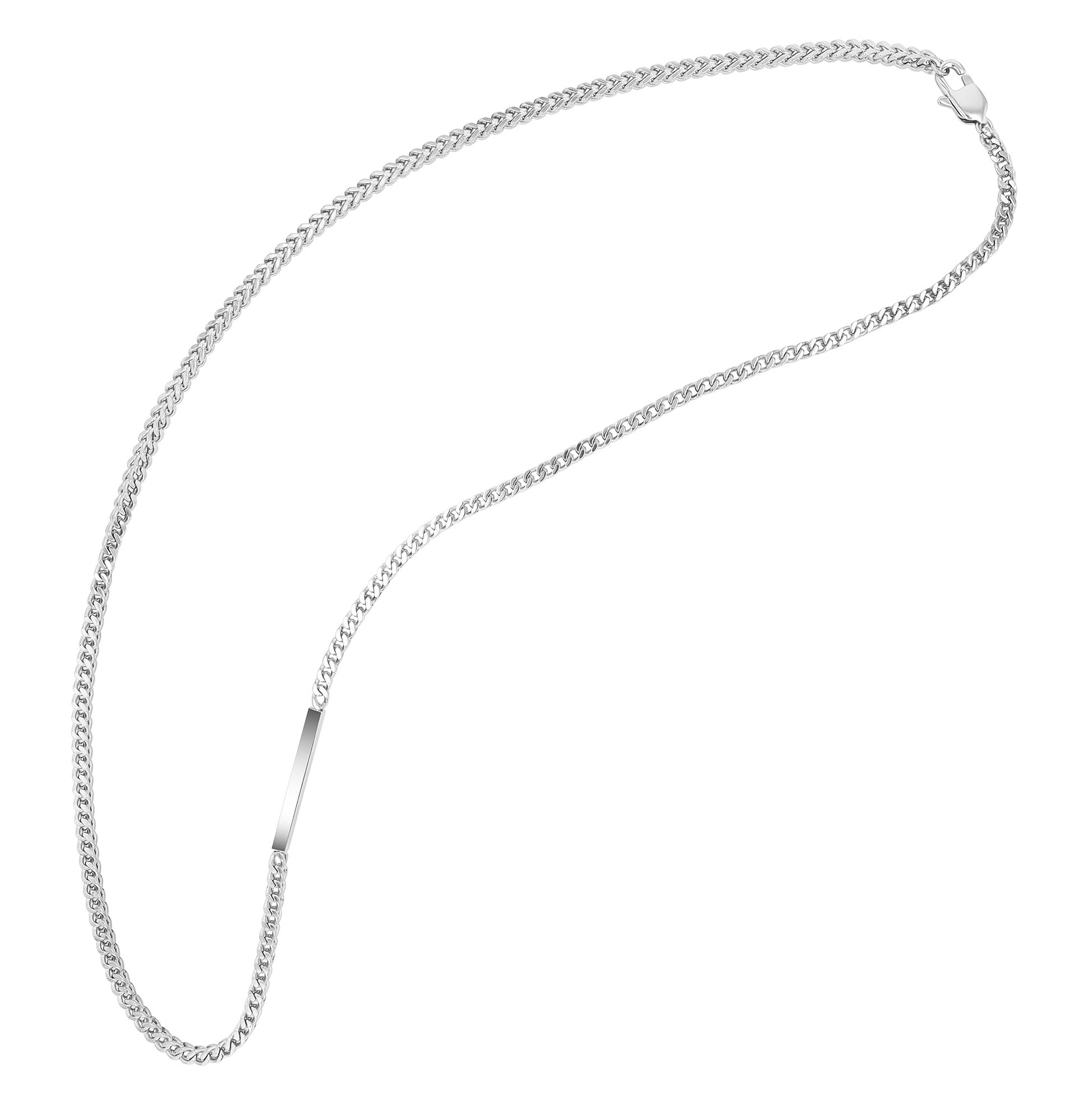 "Caly" Francokette, Gravur, vierkant, 61 cm/ 3 mm, silberfarben