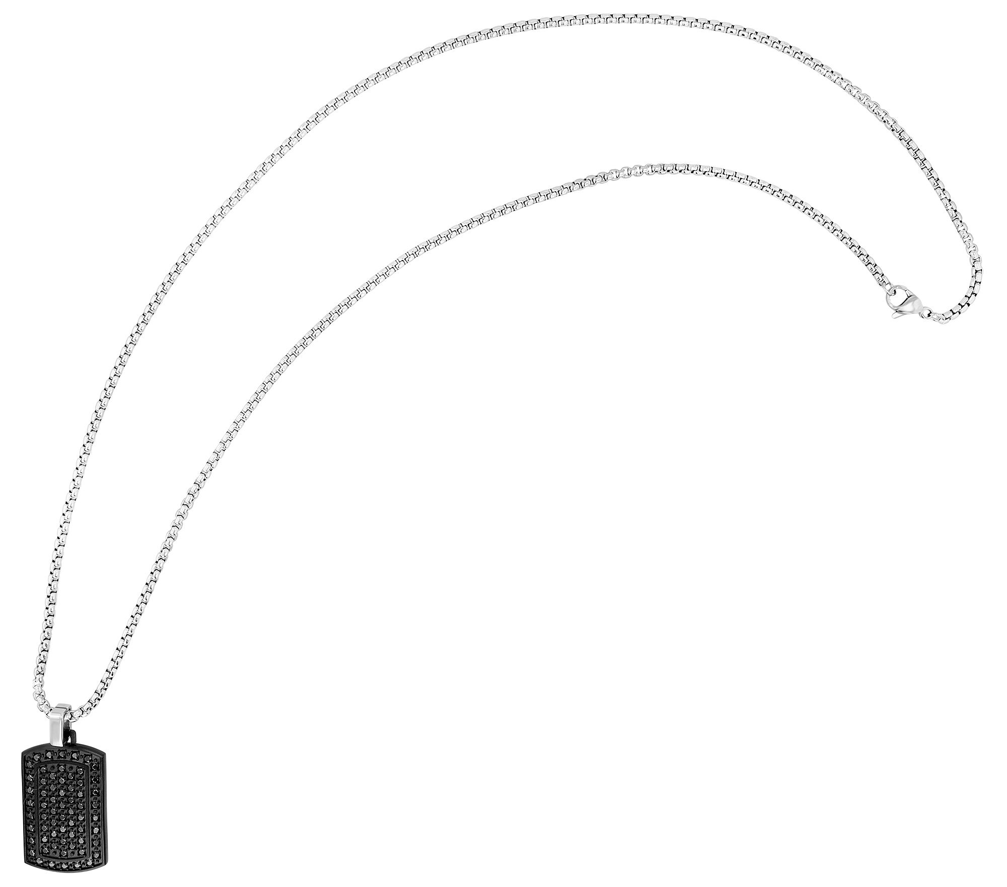 Akzent Edelstahlkette mit Dogtag Anhänger und Similibesatz, schwarz