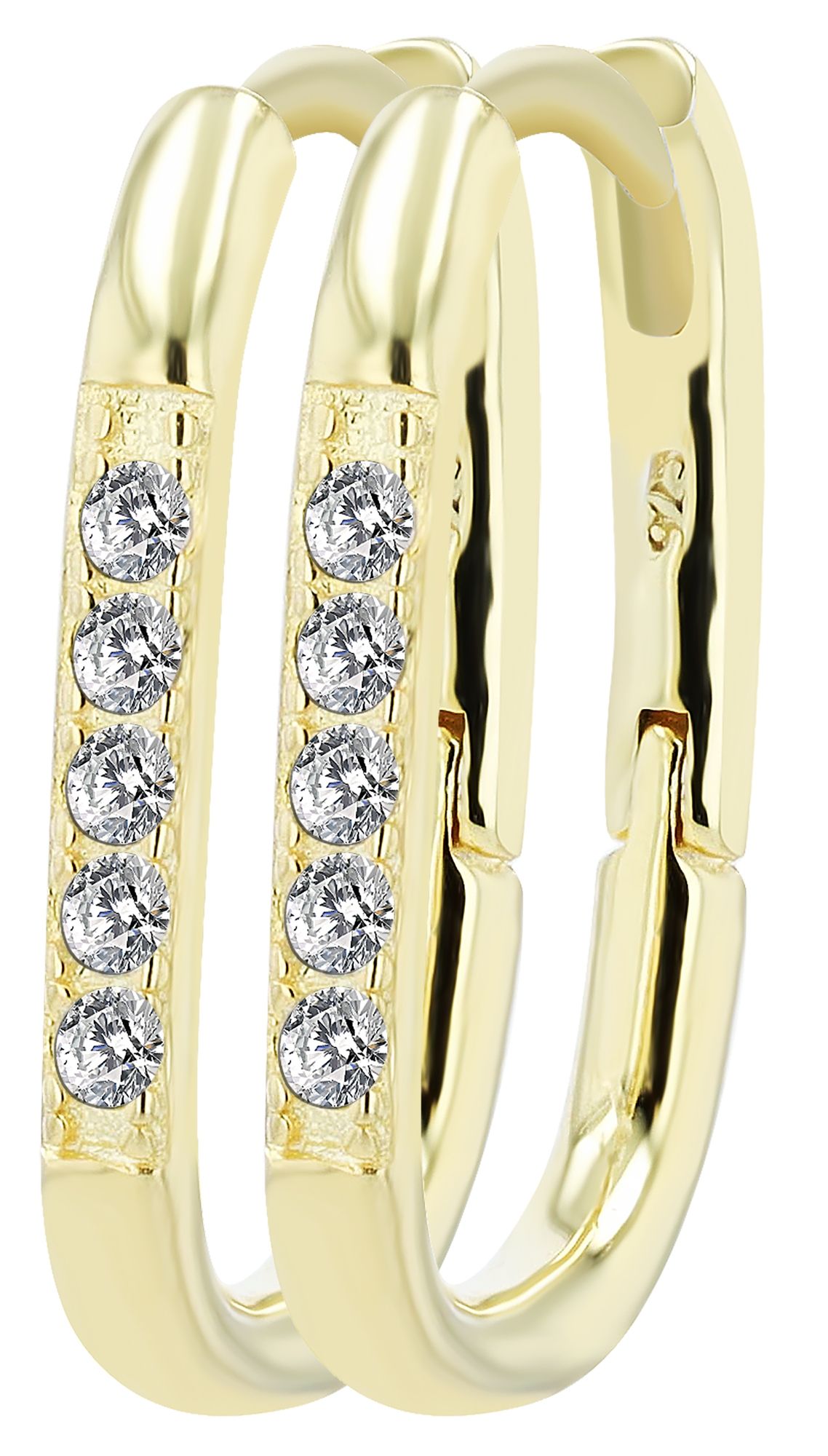 "Avya" 925/- Echt Silber, ovale Creolen, Zirkonia, vergoldet