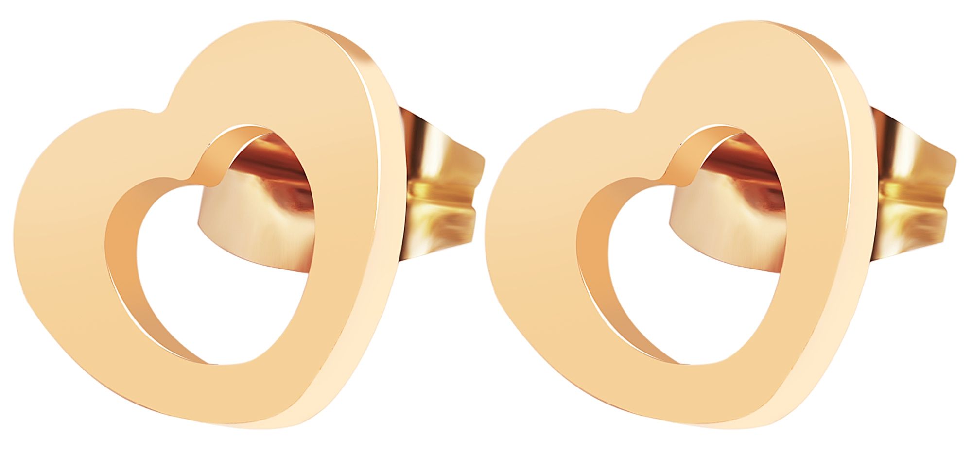 Akzent Edelstahl Ohrstecker mit Herz, IP roségoldfarbig