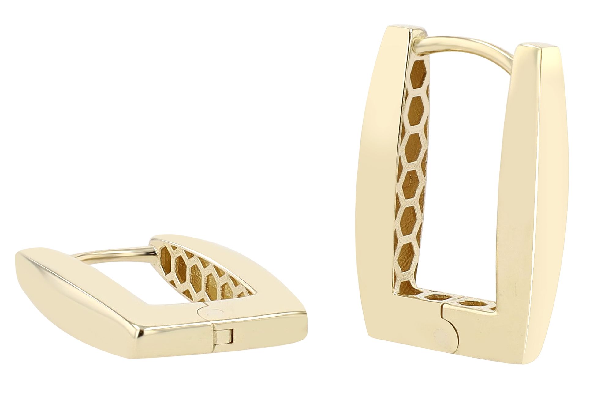 333er/ Gold Klapp-Creolen, Gelbgold, 8 Karat, eckig