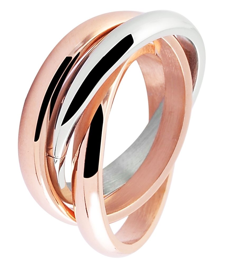"Anea", Edelstahl Damenring, bicolor roségoldfarben/silberfarben, Gr. 54