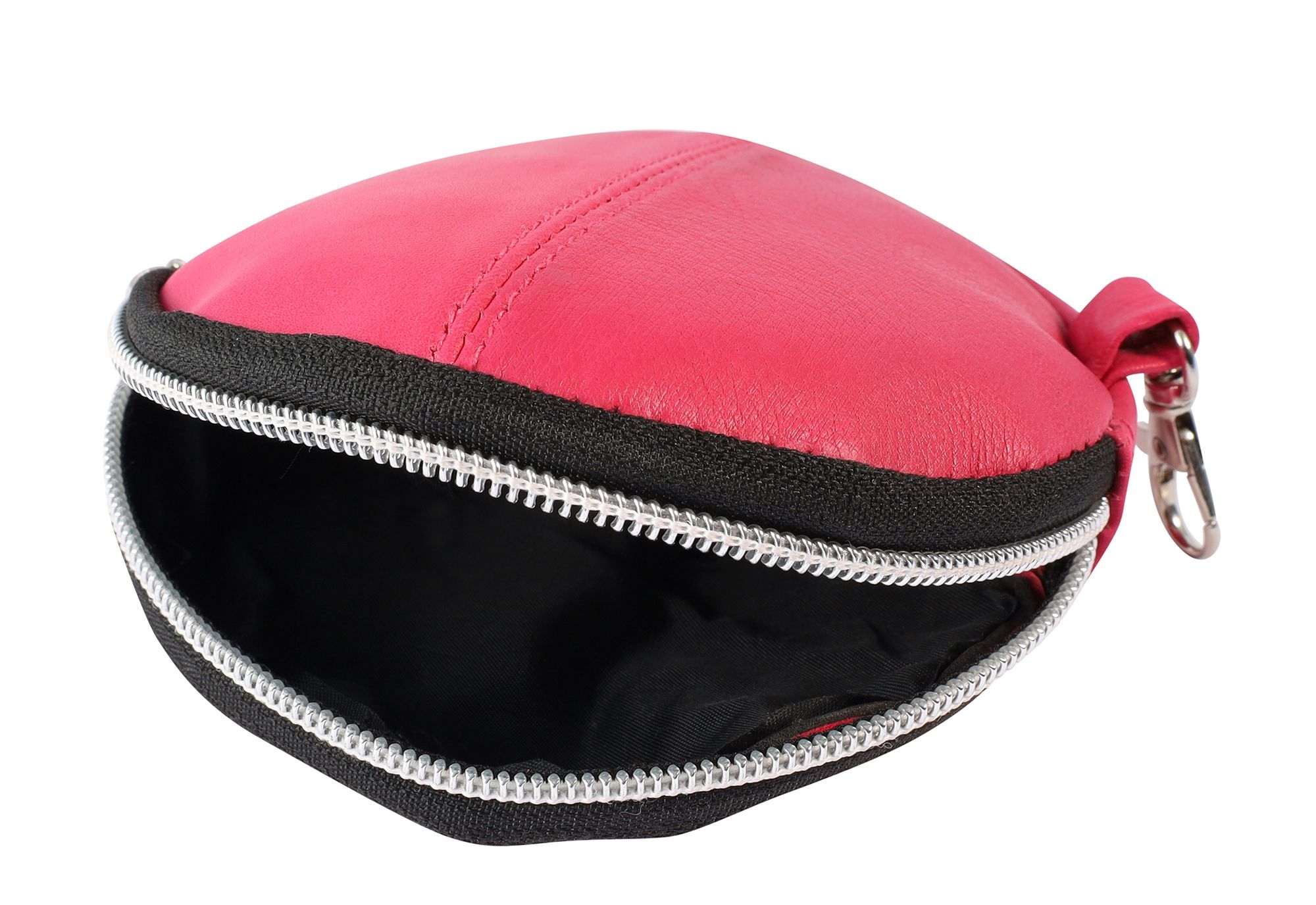 Echt Leder Mini Geldbörse rund, pink