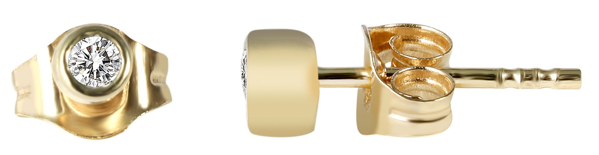 333/- Gold "Dina" Ohrstecker mit Zirkoniabesatz, Ø 2 mm, Gelbgold, 8 Karat, Kinder