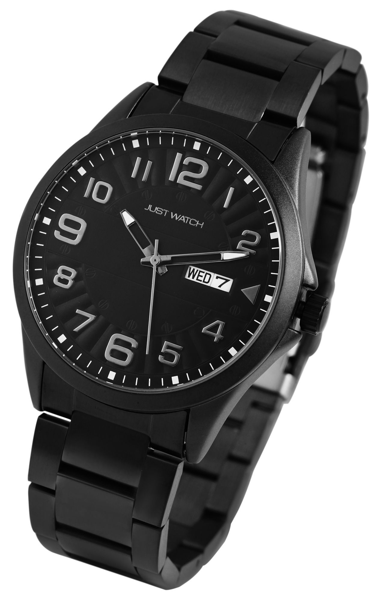 Just Watch Herrenuhr, Edelstahlband, schwarz