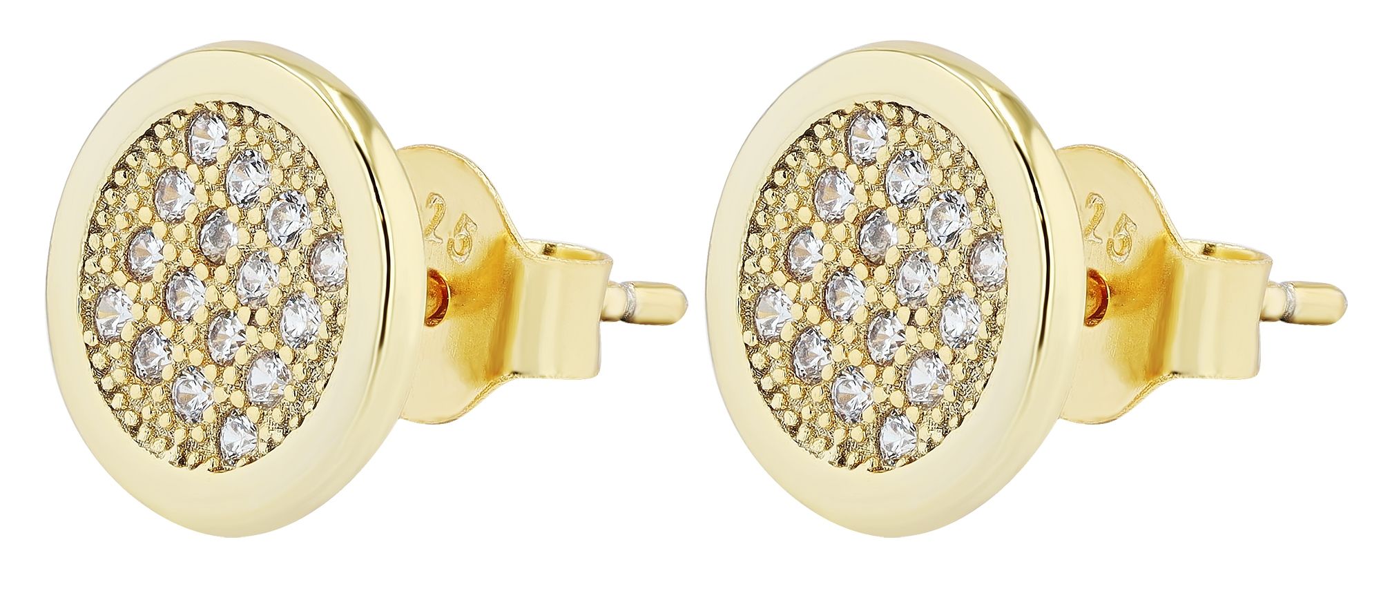 "Swea" 925/- Echt Silber Schmuckset mit Ohrsteckern und Anhänger, Zirkoniabesatz, goldfarben