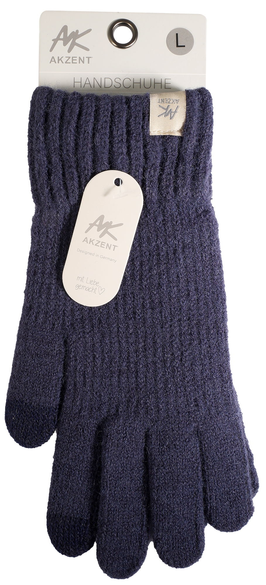 Herren-Handschuhe, Gr L, blau, Touch-Finger, 100% Polyester, VE-4