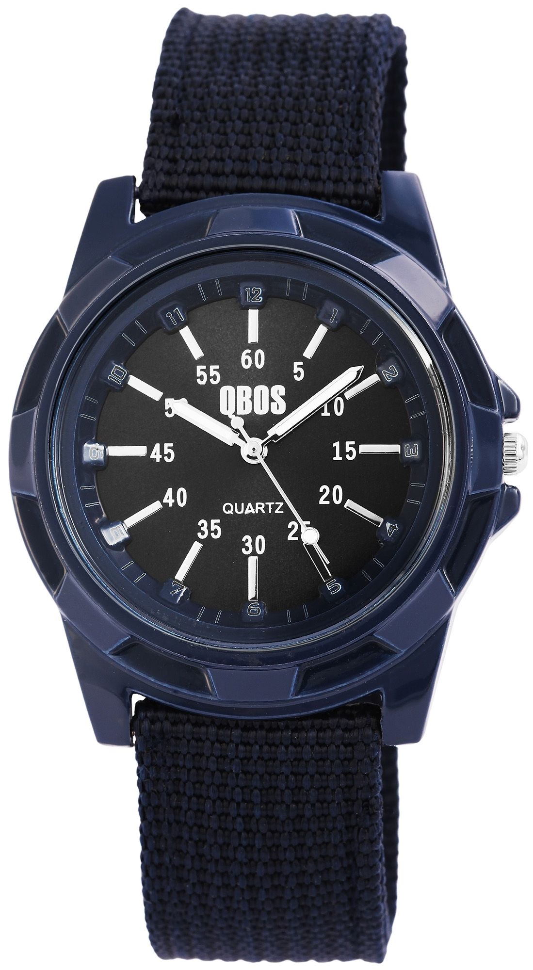QBOS Herrenuhr mit Textilarmband, blau