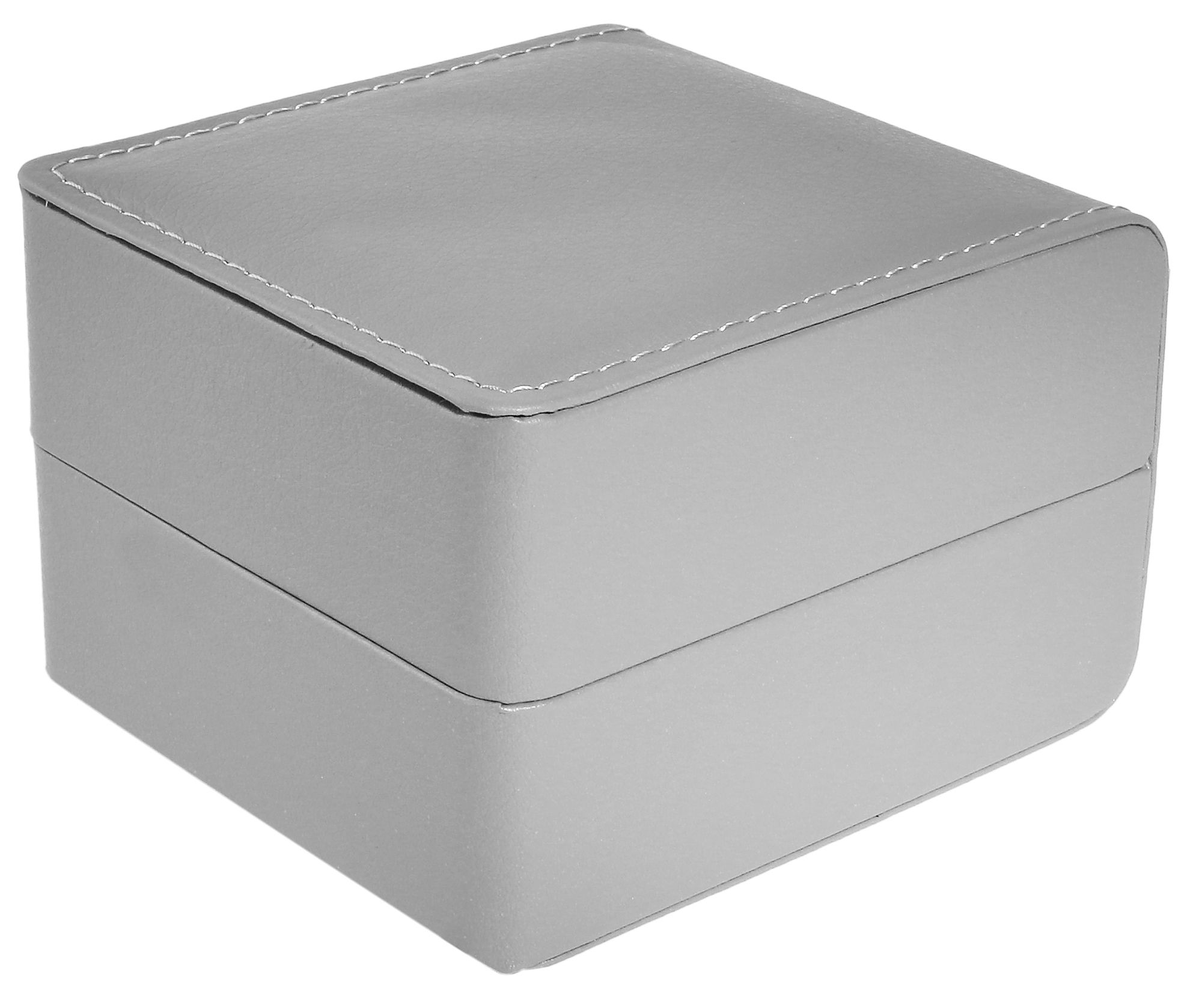 Uhrenbox, aufklappbar mit Kissen, Lederimitat, 11 x 10 x 7,3 cm, grau