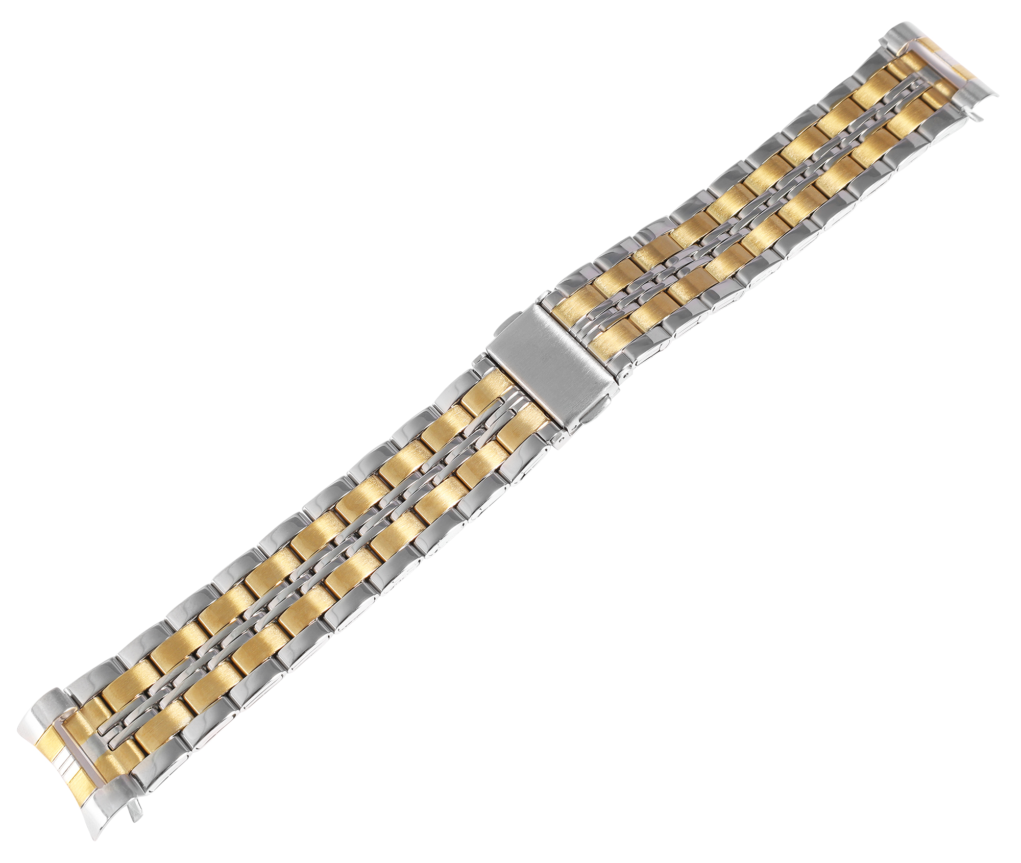 Edelstahl-Uhrenarmband mit Faltschließe, bicolor, 22 mm
