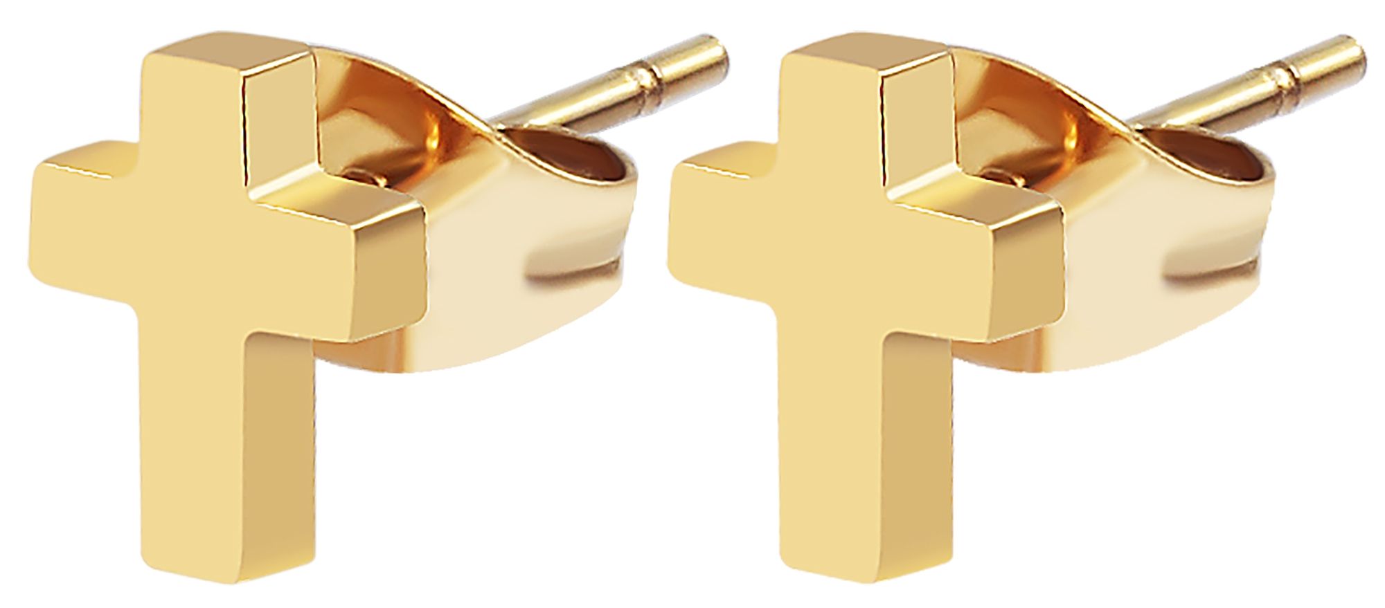 "Adeni", Edelstahl Ohrstecker, Kreuz, Ionenplattiert, goldfarben