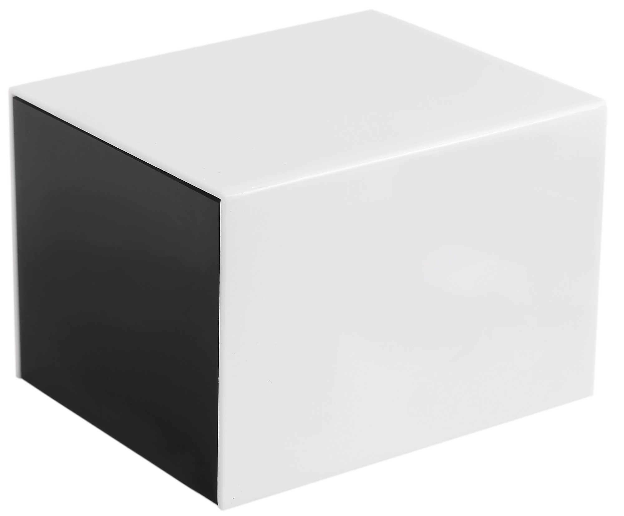 Kunststoff-Uhrenbox, schwarz/weiß, Klappdeckel, VE 12, 9,9 cm x 8,1 cm x 6,8 cm