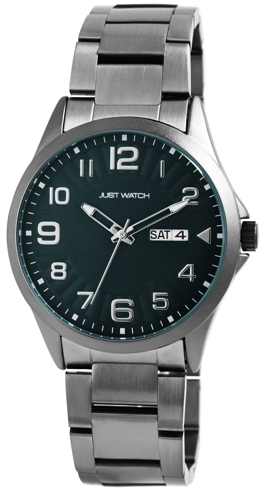 Just Watch Herrenuhr, Edelstahlband, grau/petrol