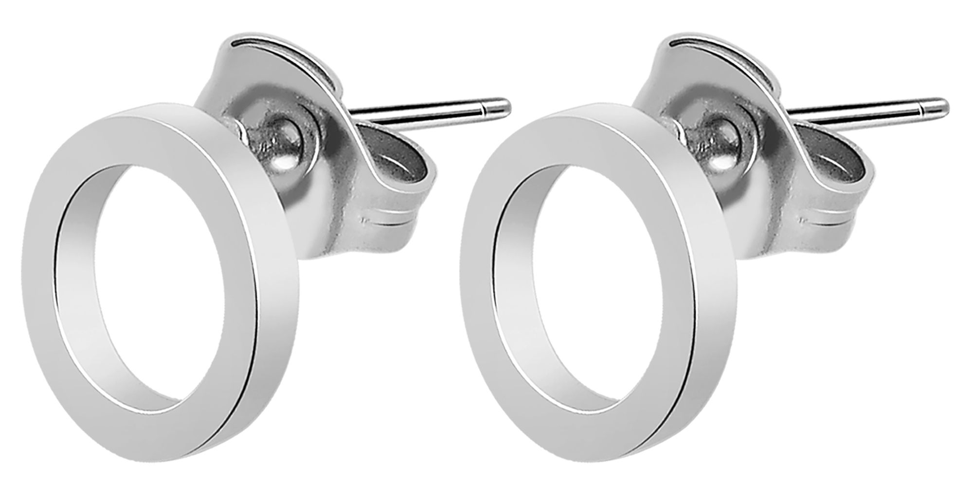 "Kiara" Edelstahl Ohrstecker - offener Kreis/ circle Ø 8 mm, silberfarbig