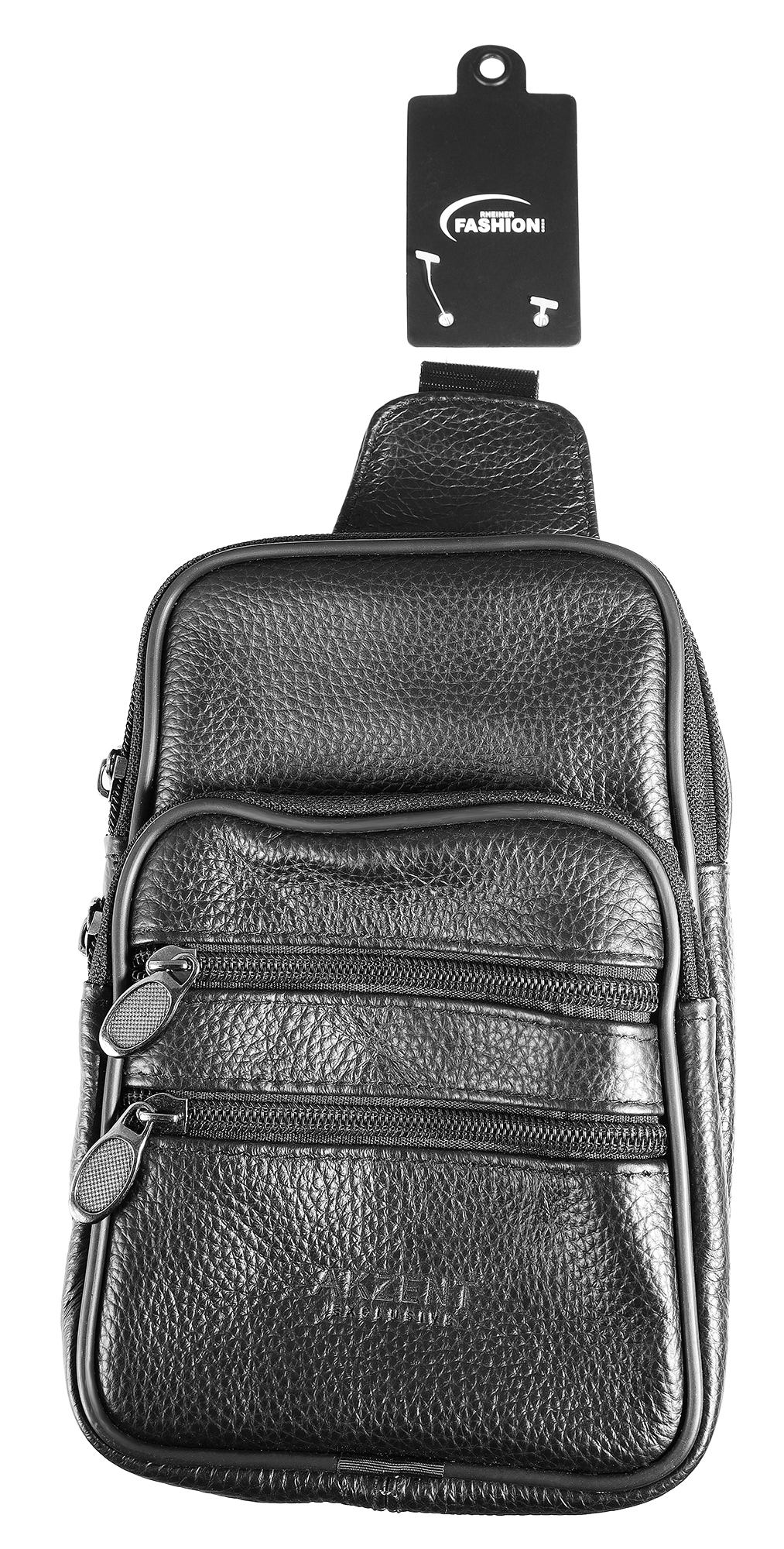 Akzent EXCLUSIVE, Echt Leder Tasche, Crossbody-Bag, schwarz