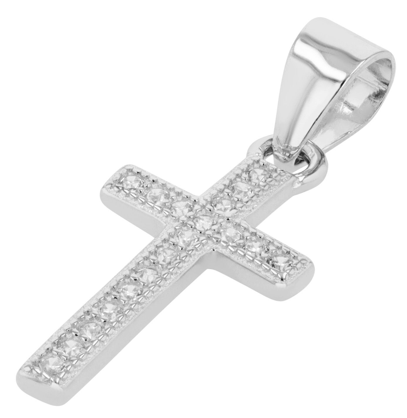 "Allie" 925/- Echt Silber Anhänger - Kreuz, Zirkonia, rhodiniert
