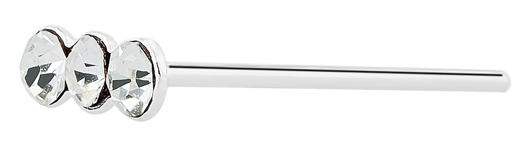 "Volena" I-förmiger Nasenstecker/ Nasenpiercing , 925/- Echt Silber, rhodiniert, VE-20 Stück