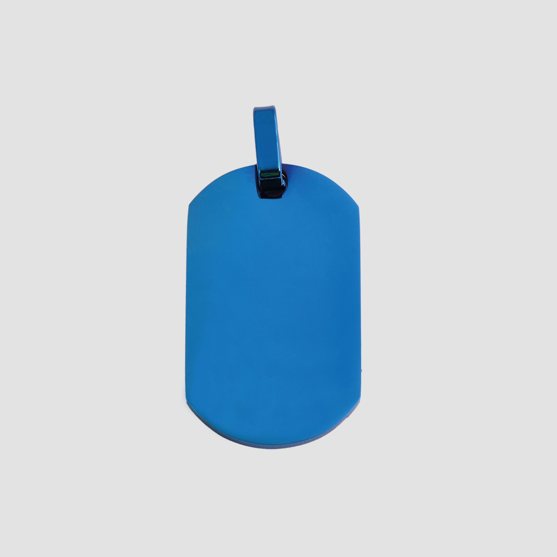 Akzent Edelstahl Gravuranhänger in Blau, IP Beschichtung, Länge: 37 mm / Breite: 22 mm / Stärke: 2 mm