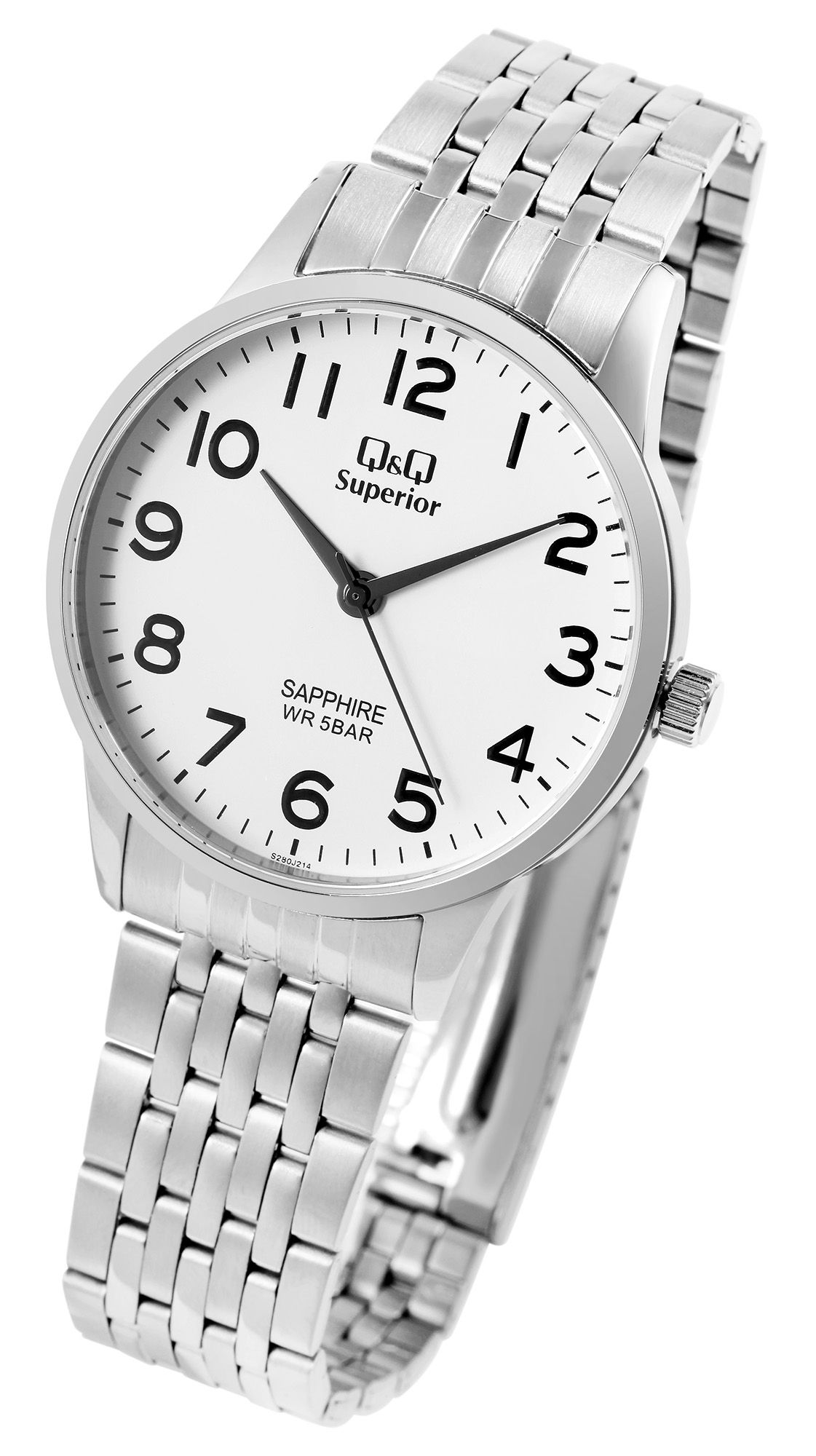 Q&Q Superior Herrenarmbanduhr, Edelstahl, Saphirglas, 5 bar