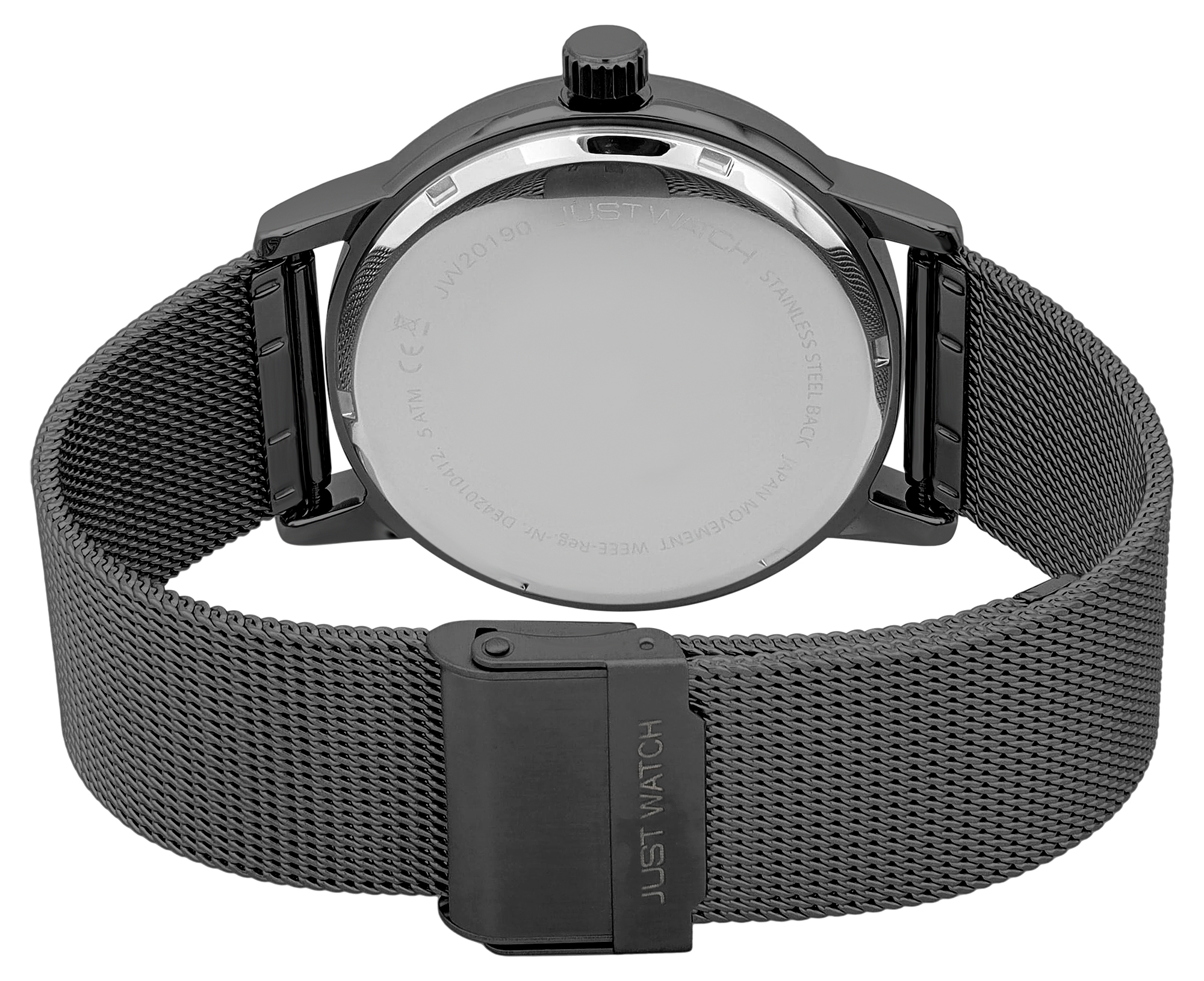 Just Watch Herrenuhr, "Marquis" mit Mesharmband, Edelstahl, Ø 43 mm, 5ATM, Grau/ Grün