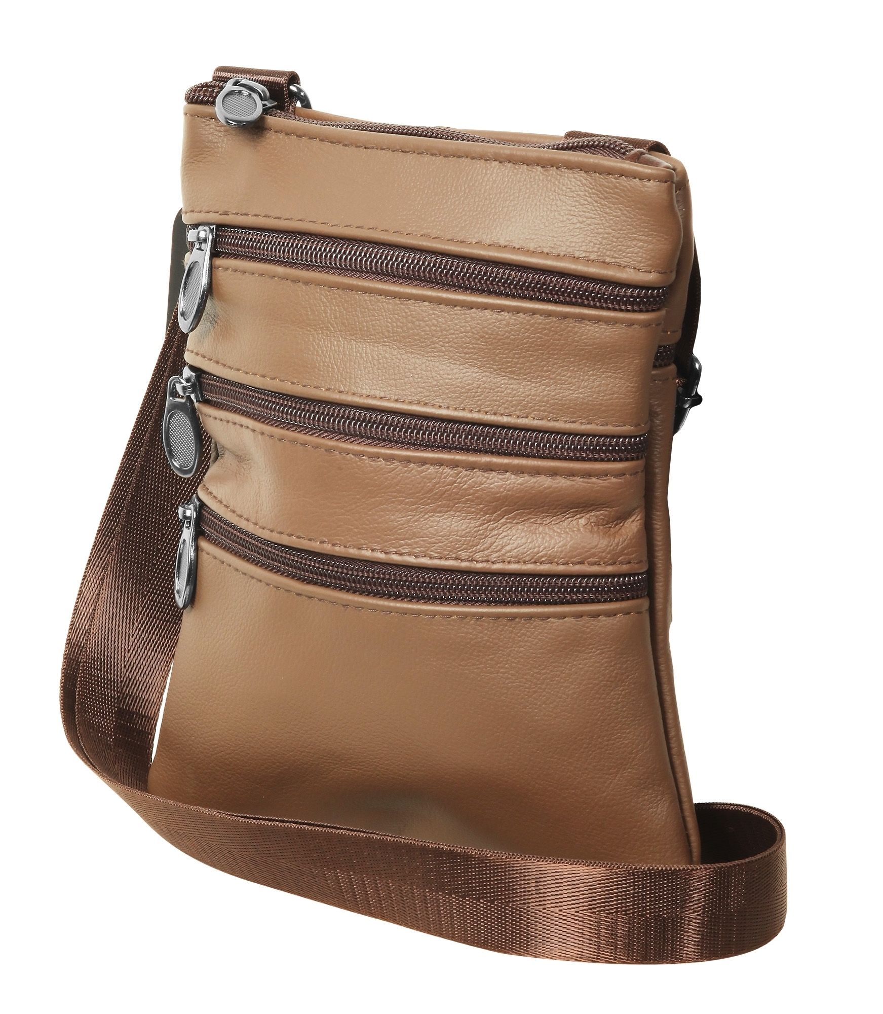 Umhängetasche aus Echtleder, Unisex, dunkelbraun