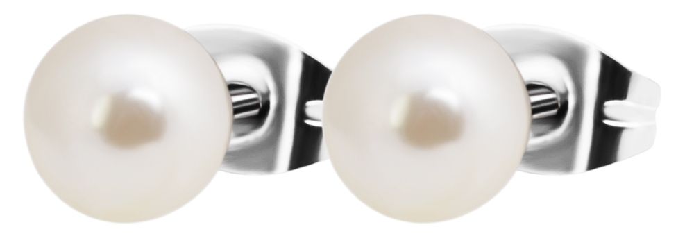 Akzent Titan Ohrstecker mit Süßwasserzucht-Perle, 8mm