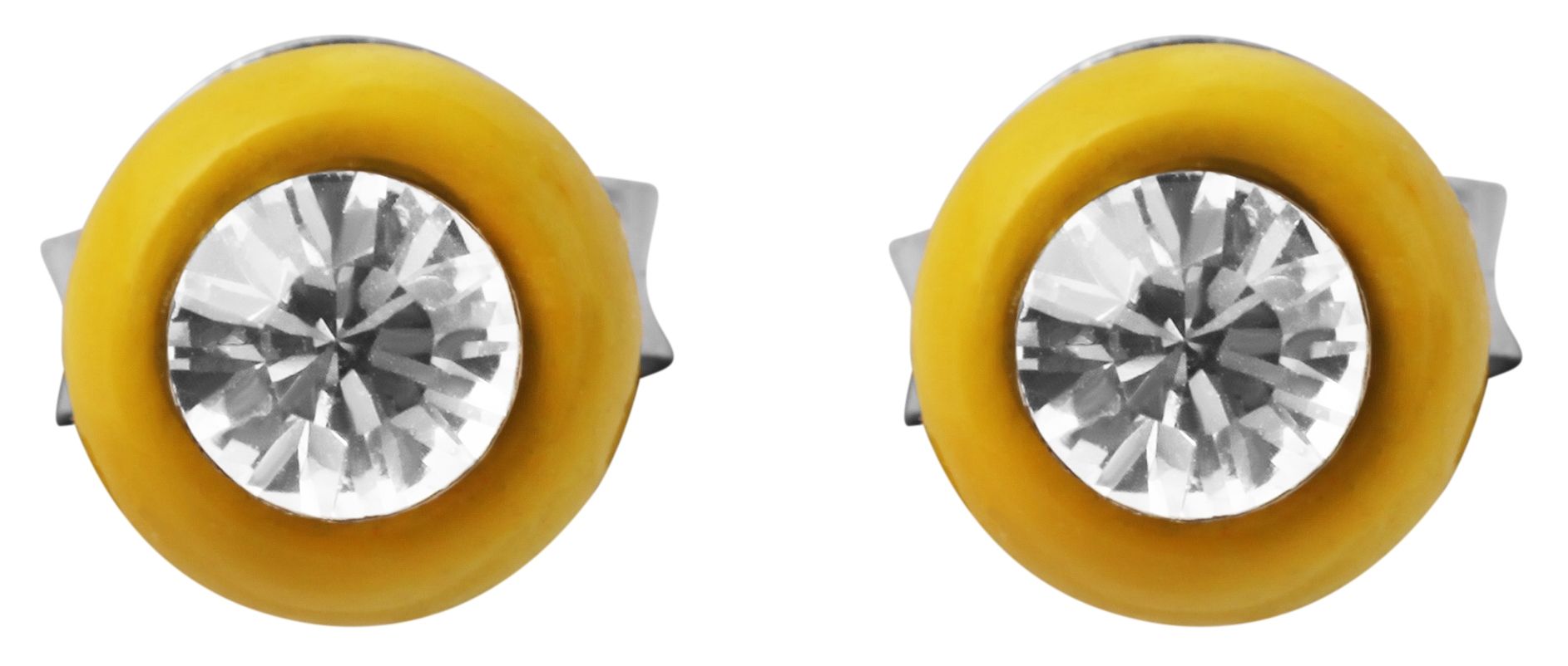 "Farbenfreunde Cleo" 925/- Echt Silber Kinder Ohrstecker, Similistein, rhodiniert, gelb
