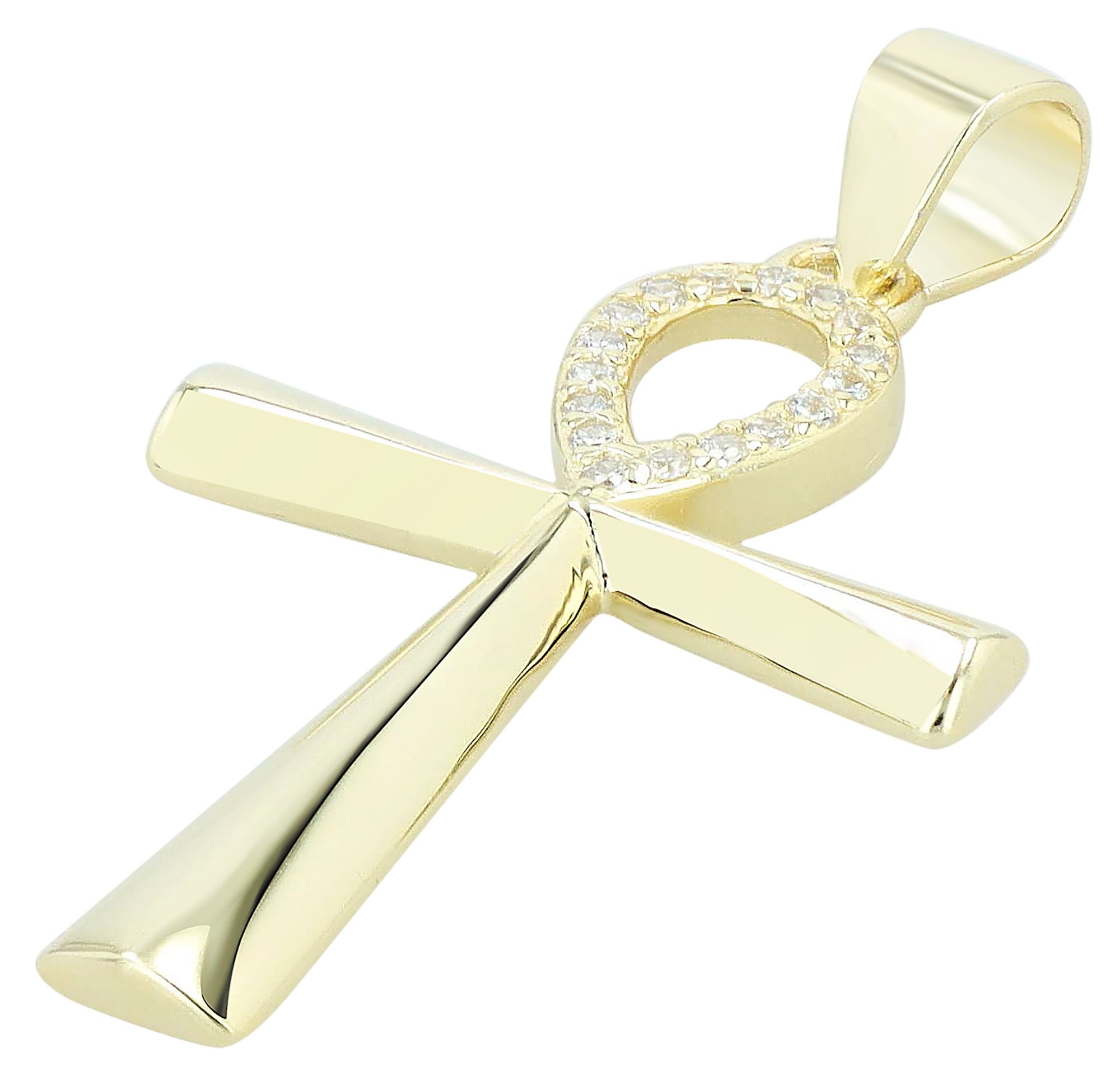 "Ankh", 925/- Echt Silber Anhänger mit Zirkonia, vergoldet