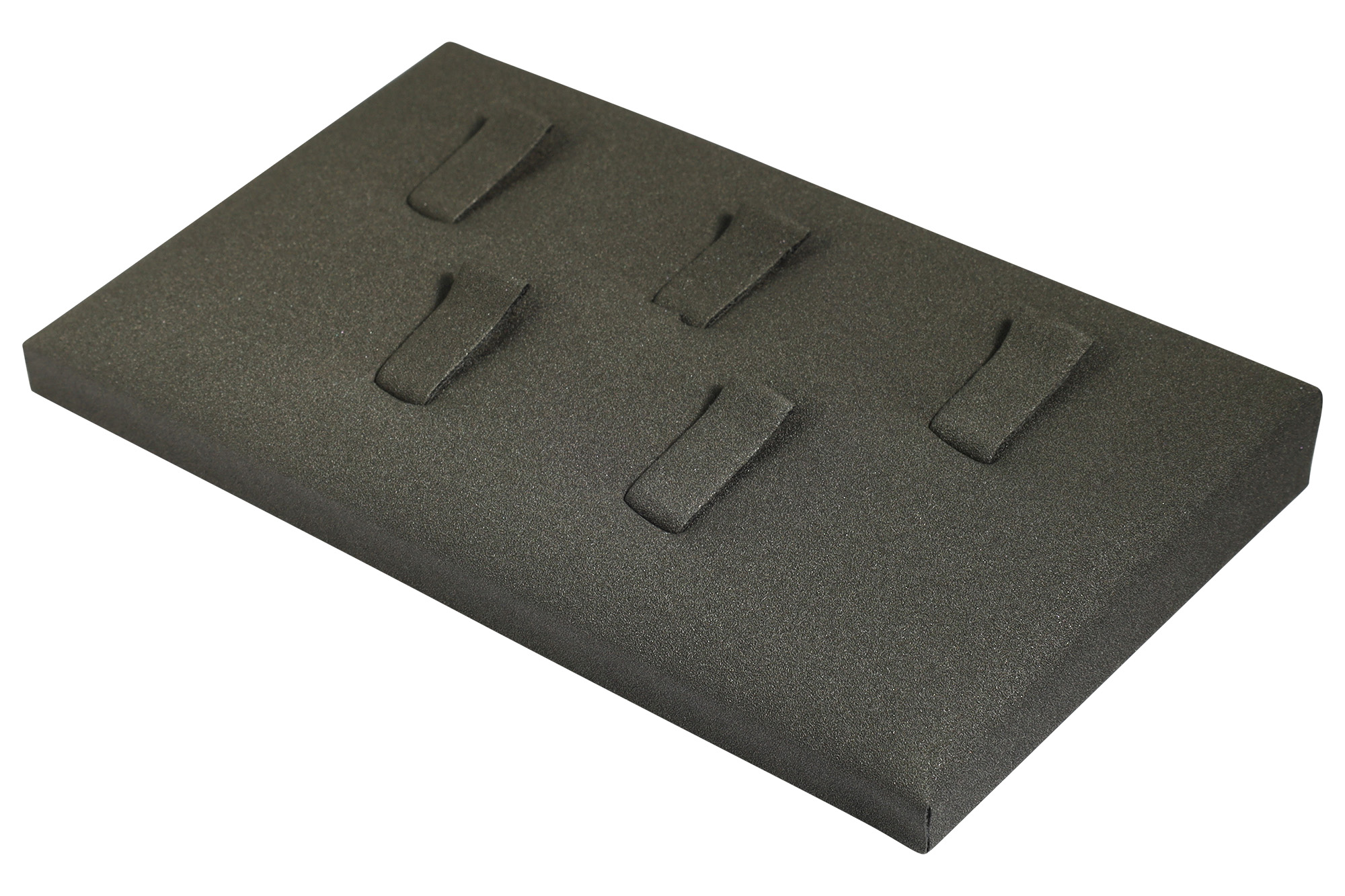 Aufsteller für 5 Ringe (Dekoserie Soft), PU-bezogen, 12 x 7 cm, grau