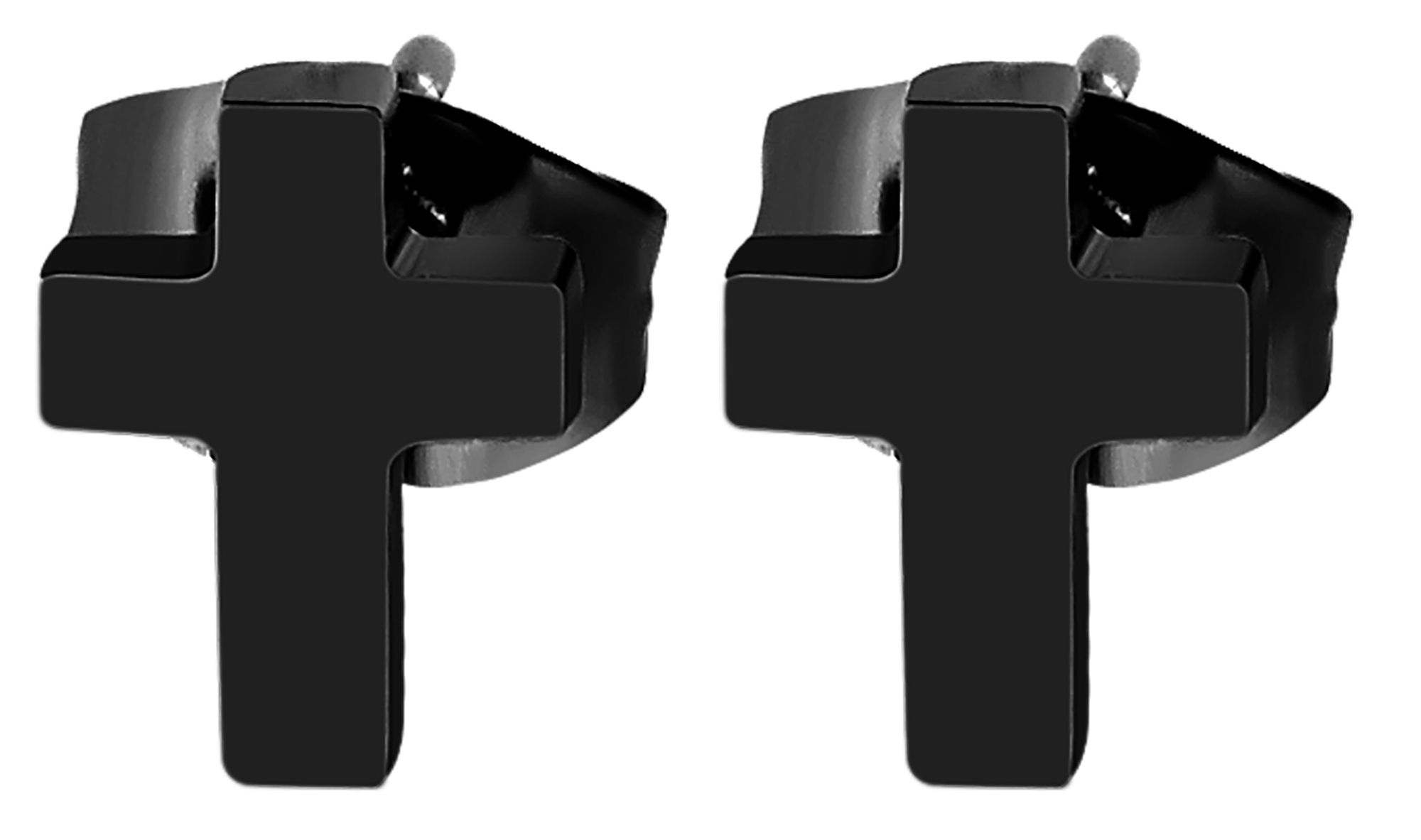 "Adeni", Edelstahl Ohrstecker, Kreuz, Ionenplattiert, schwarz