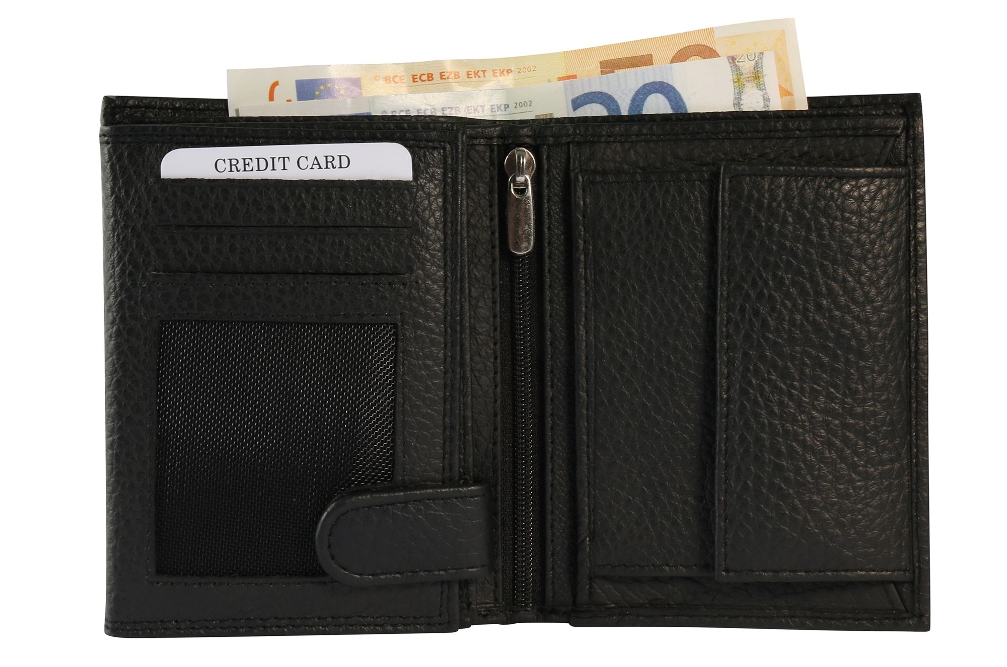 "Vinzent" Leonardo Verrelli Echt Leder Geldbörse im Hochformat mit RFID-Schutz, schwarz