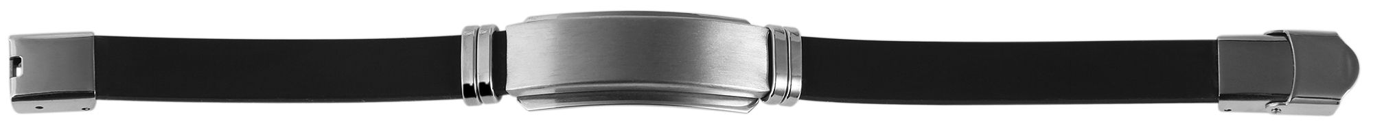Akzent Armband aus Kautschuk und Edelstahl, schwarz, 20 cm