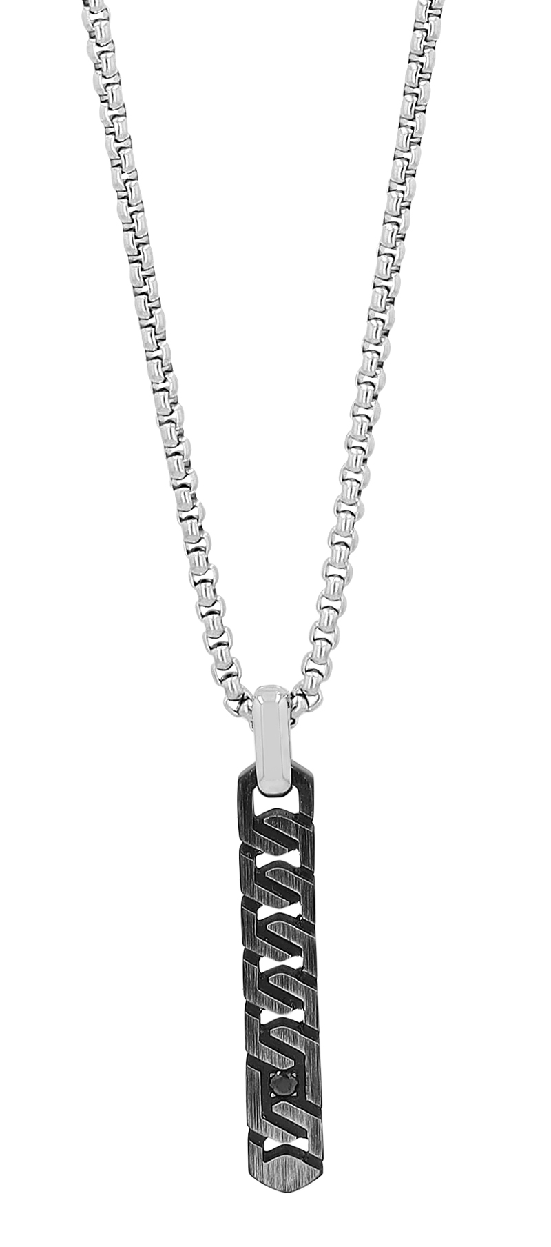 "Berno" Edelstahlkette mit schwarzem Anhänger, 60 cm