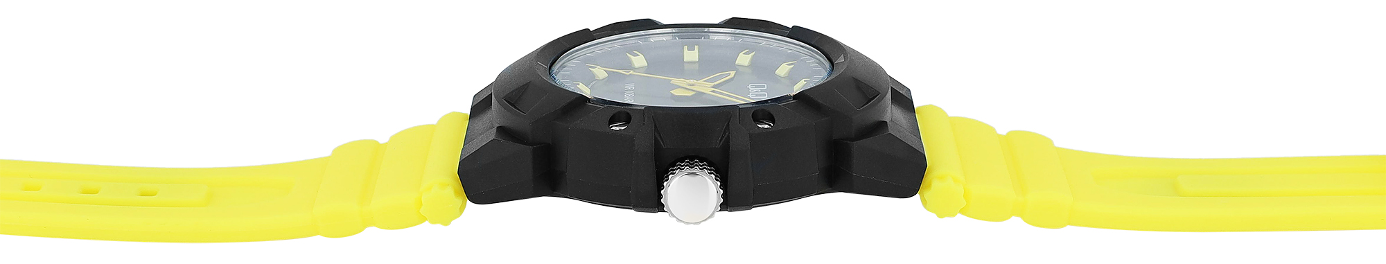 Q&Q Herrenuhr mit Kunststoffarmband, Ø 46mm, 10ATM, Gelb/ Schwarz
