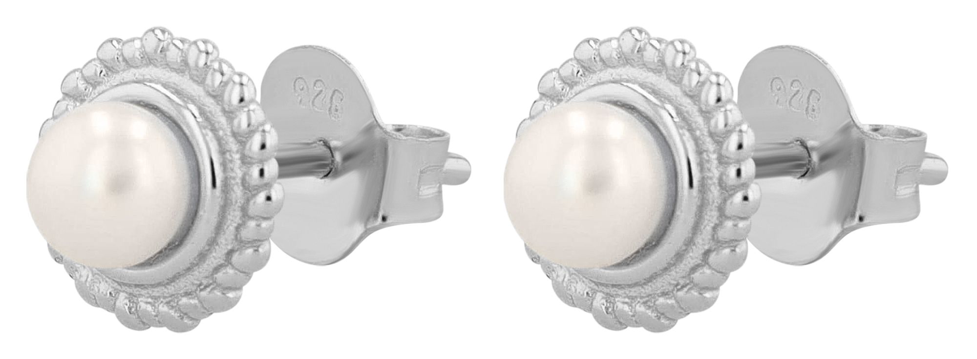 "Wally" 925/- Echt Silber Ohrstecker, Süßwasserperle, silberfarben rhodiniert
