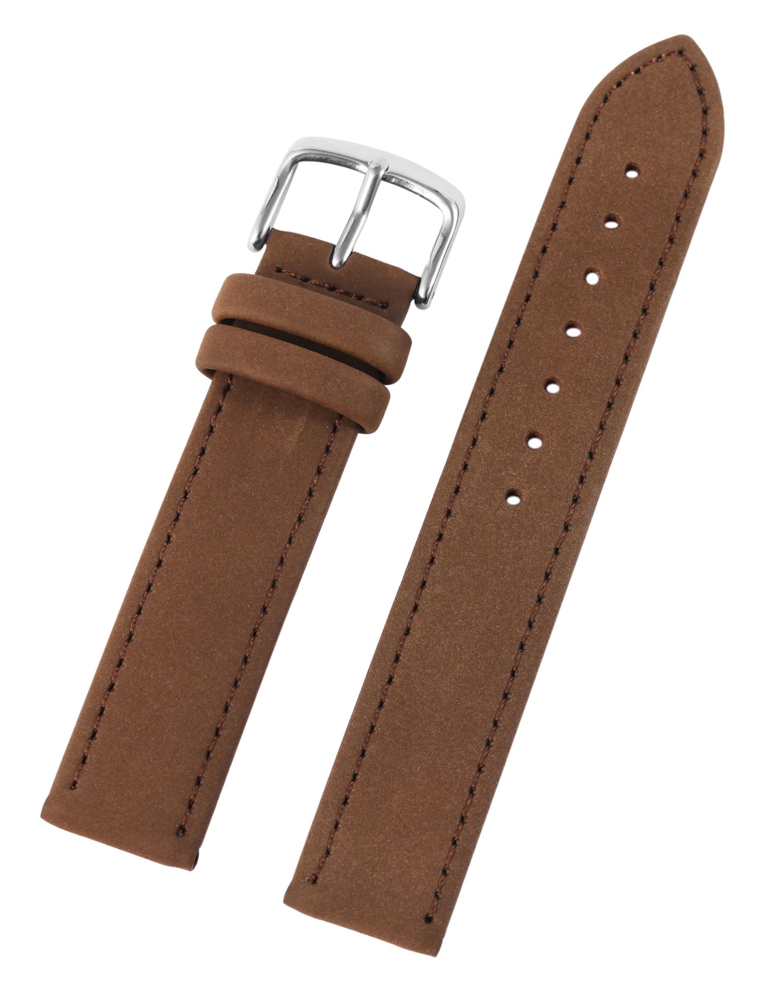 Echtleder Uhrenarmband, braun, flach, 18 mm