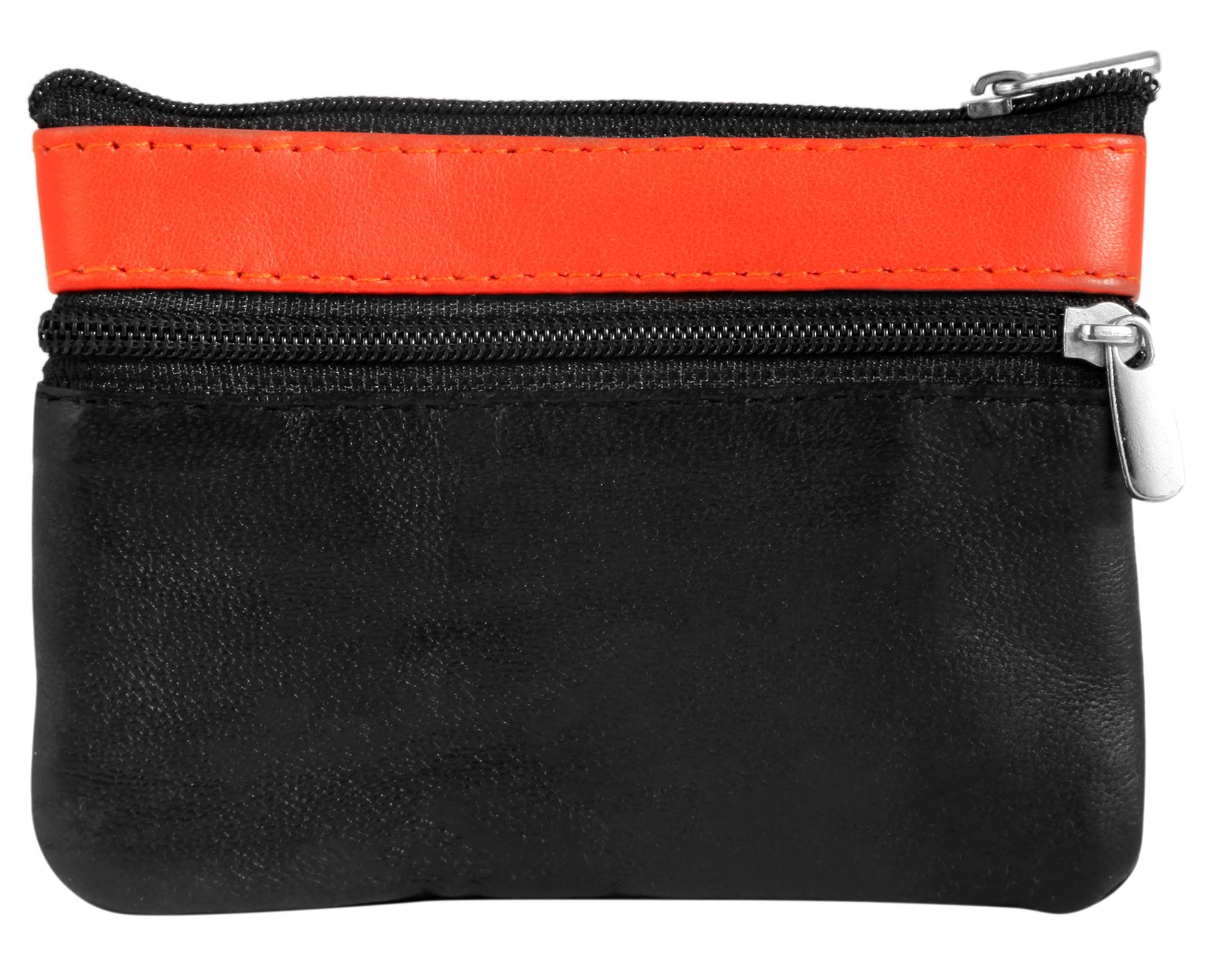 Excellanc Schlüsselbeutel aus Echtleder in schwarz/orange