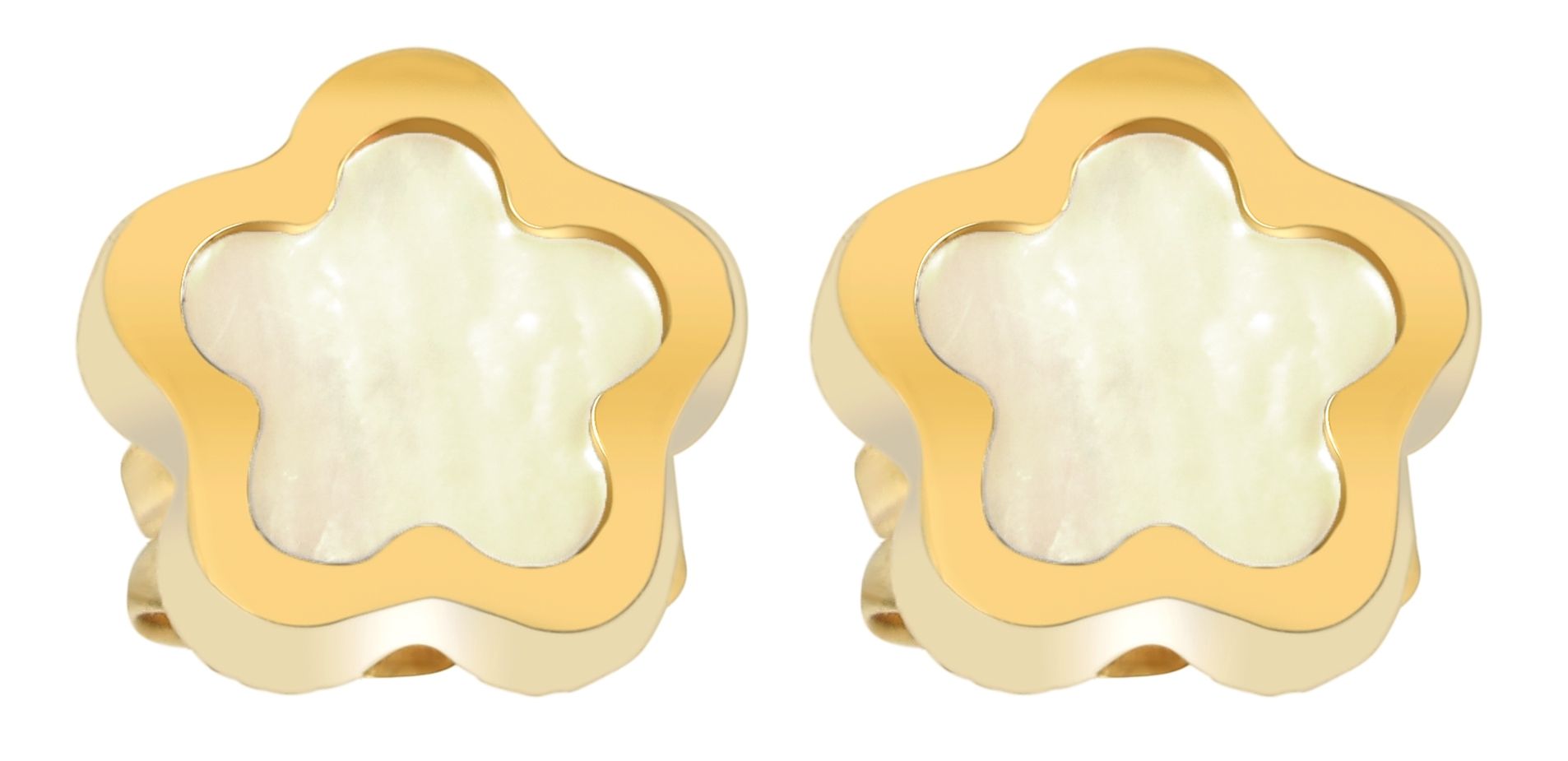 333/- Gold "Lumia" Ohrstecker, Blume mit Perlmutt, Gelbgold, 8 Karat, Kinder