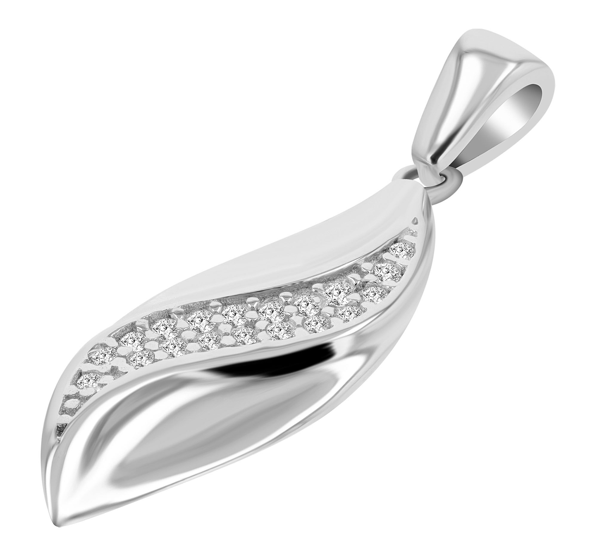 333/- Gold Anhänger "Ebba" mit Zirkoniabesatz ohne Kette, 8 Karat, Weißgold