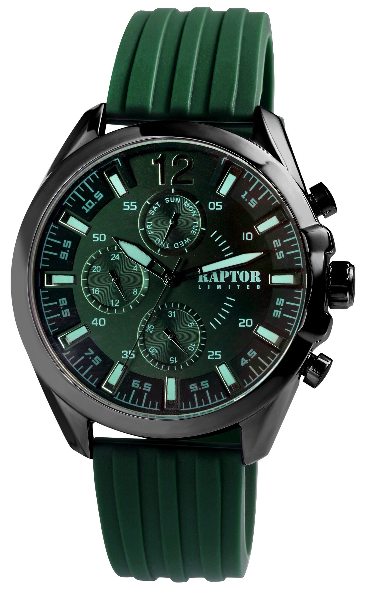 Raptor Limited Herrenuhr "Arman" mit Silikonarmband, grün
