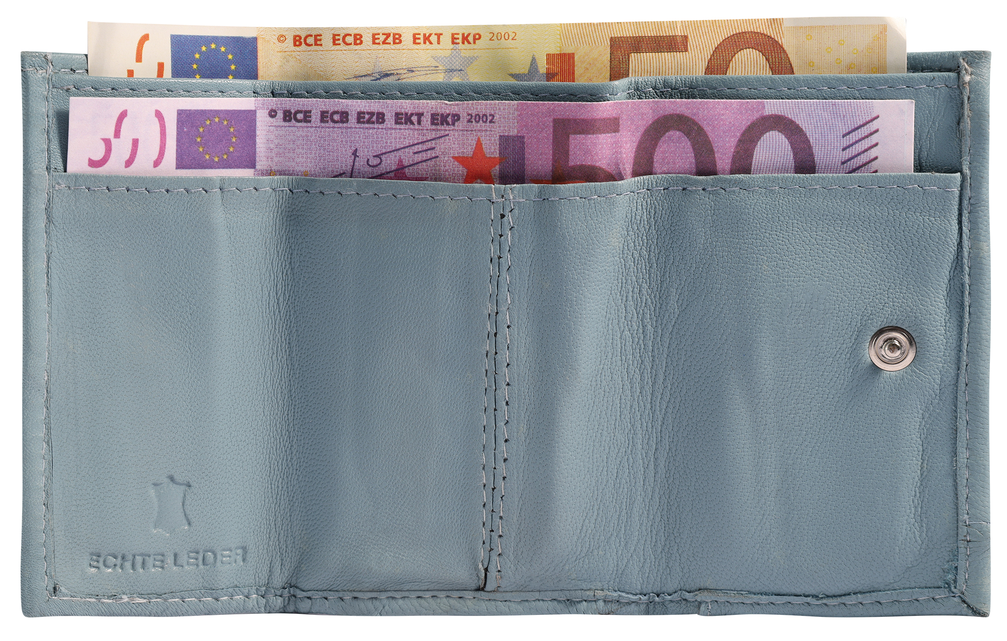 Excellanc Echtleder Mini-Geldbörse (Schlüsselfach), hellblau