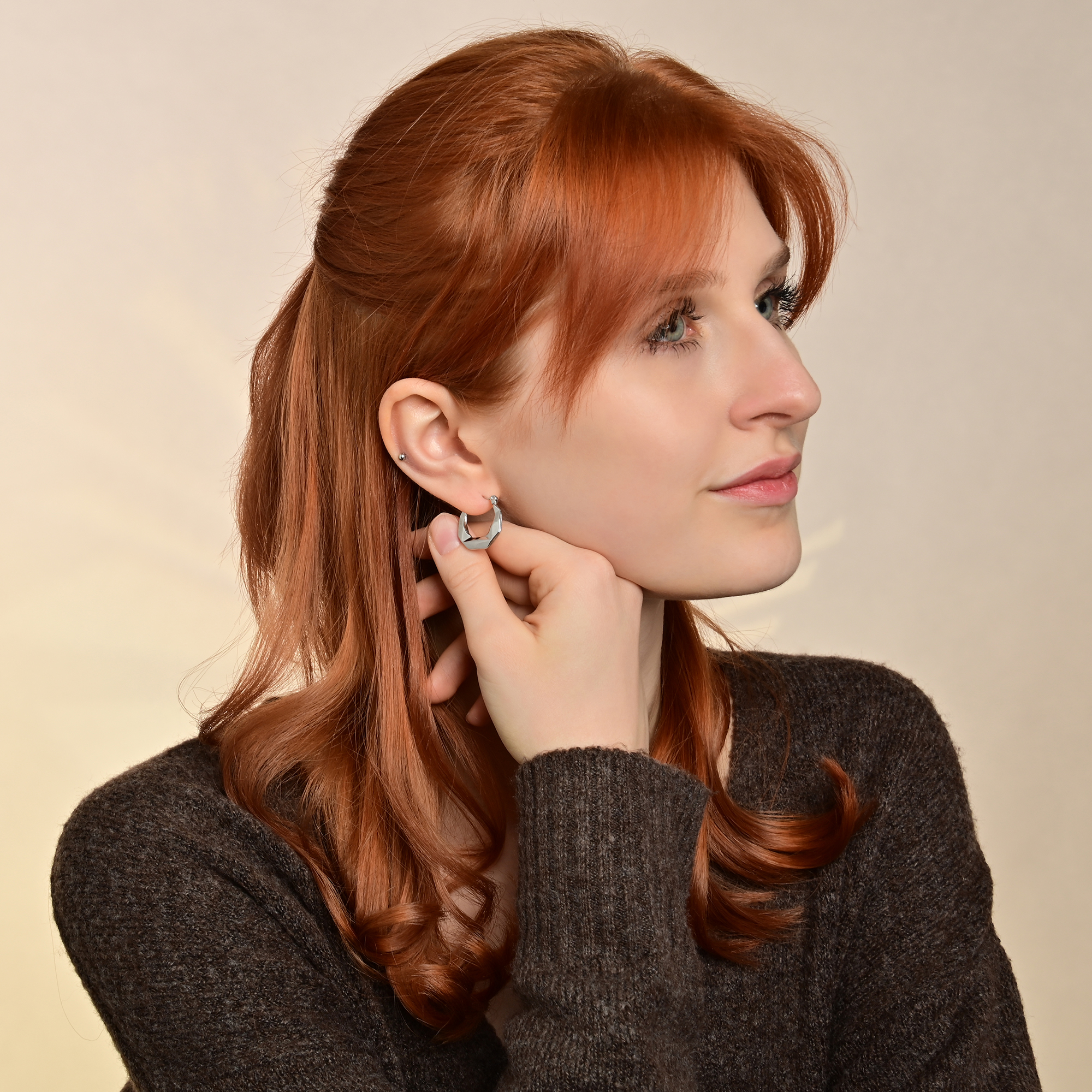 "Leila" Edelstahl Creolen Ø 14 mm, silberfarben