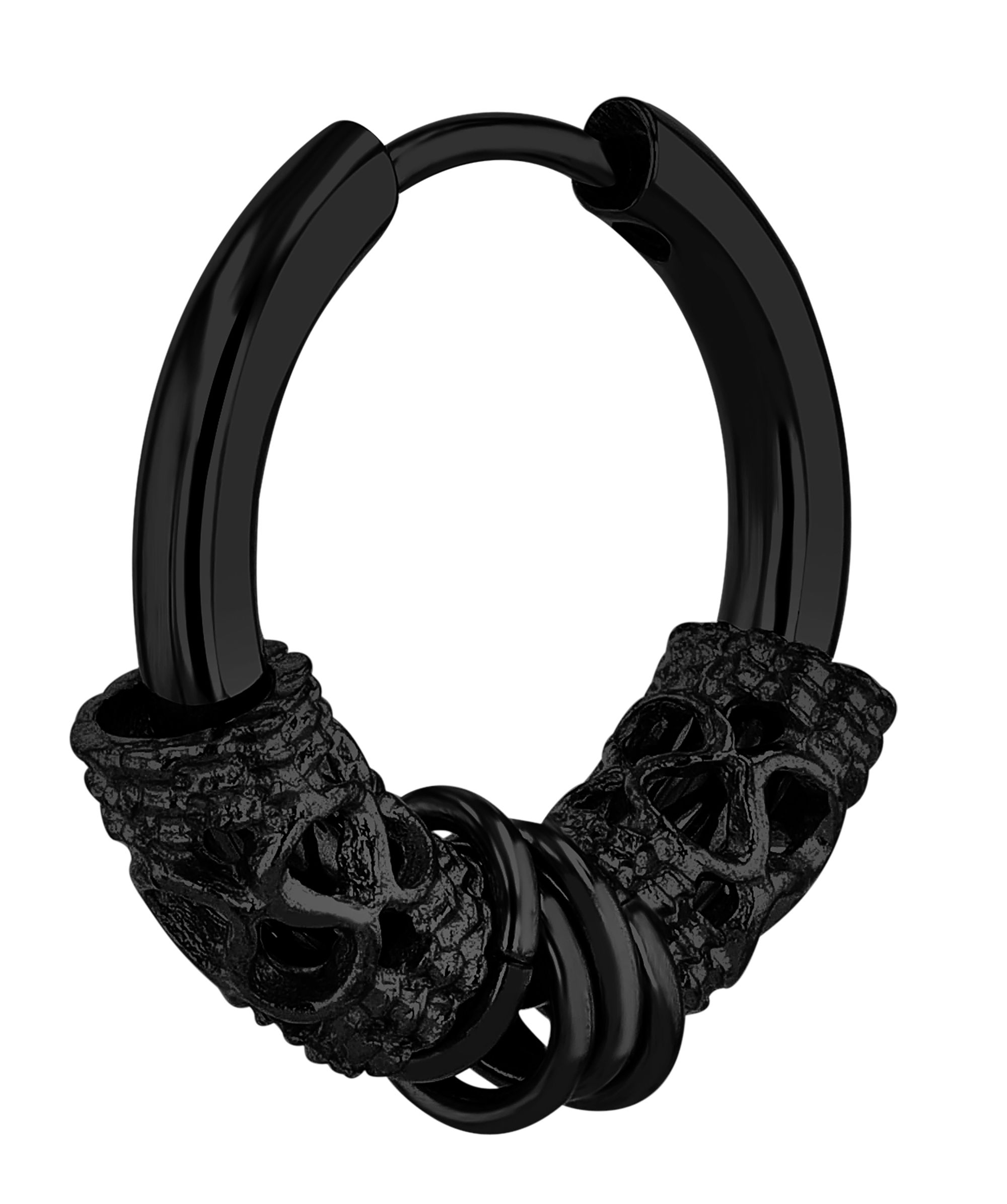 "Malbec" Single-Creole (Herren), Edelstahl, Ø 14 mm, schwarz