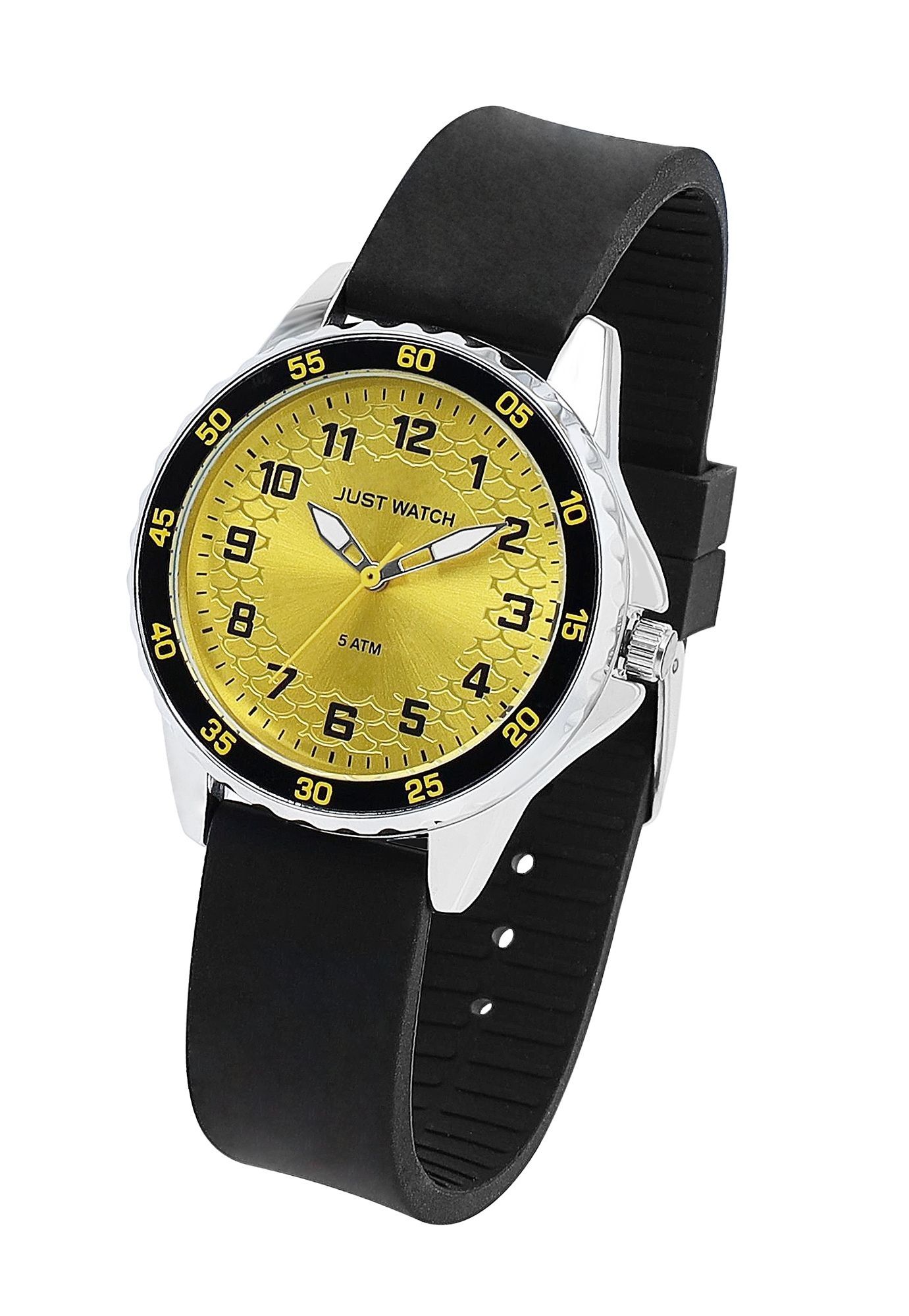 Just Watch Kinderuhr "Livia" mit Silikonarmband, 5 ATM, schwarz/ZB gelb