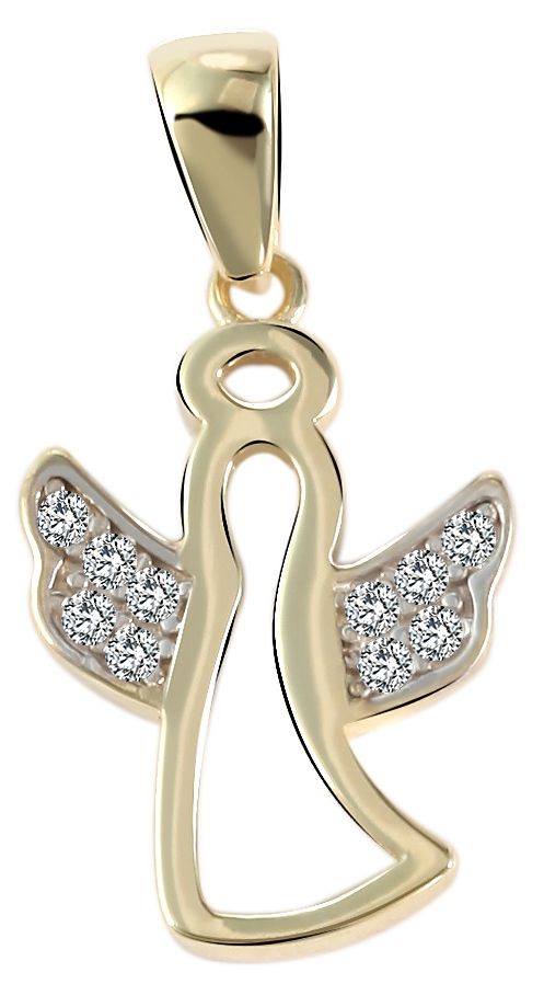 333/- Gold Anhänger "Charice" ohne Kette, Engel, Zirkoniabesatz, 8 Karat, Gelbgold