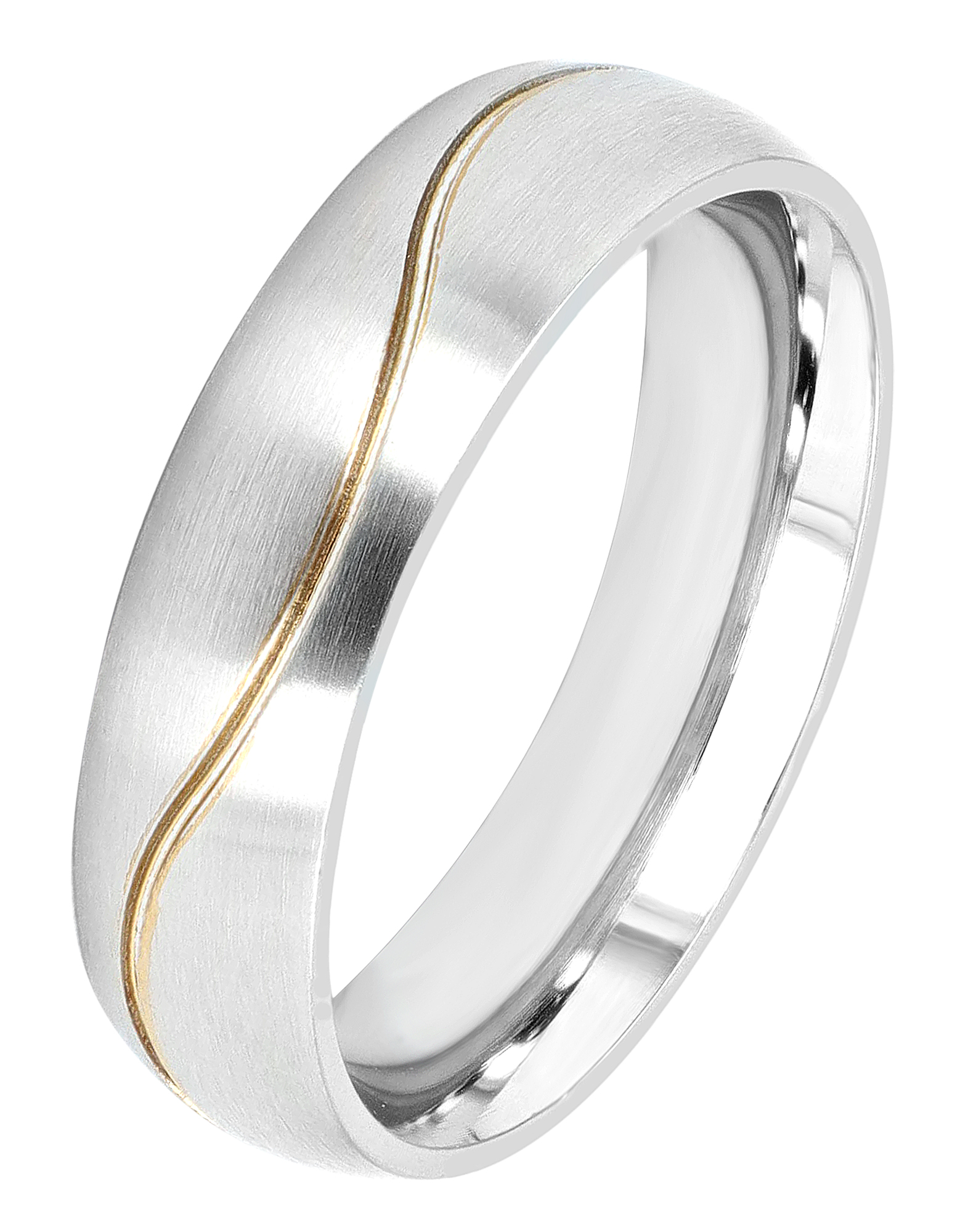 "Exotic Wave" Herren-Partnerring, Akzent.  Edelstahl, bicolor (silberfarben/ goldfarben), Gr 54